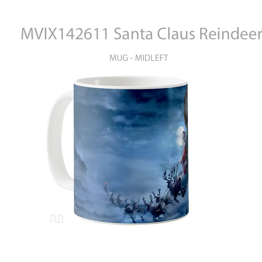 Mug Santa Claus Reindeer Sleigh Christmas Gift Gelas Keramik Unik - All-side / Desain