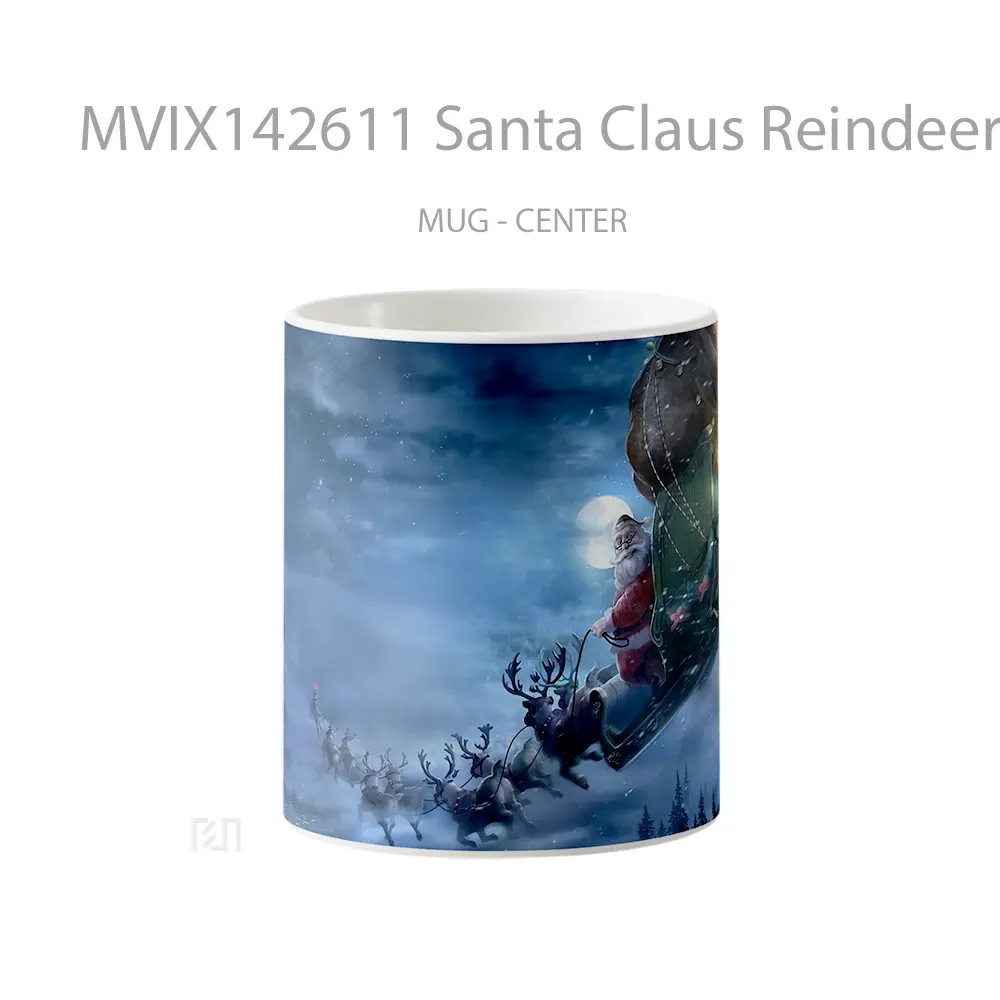 Mug Santa Claus Reindeer Sleigh Christmas Gift Gelas Keramik Unik