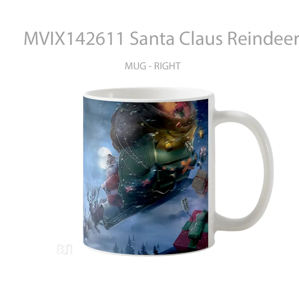 Mug Santa Claus Reindeer Sleigh Christmas Gift Gelas Keramik Unik - All-side / Desain