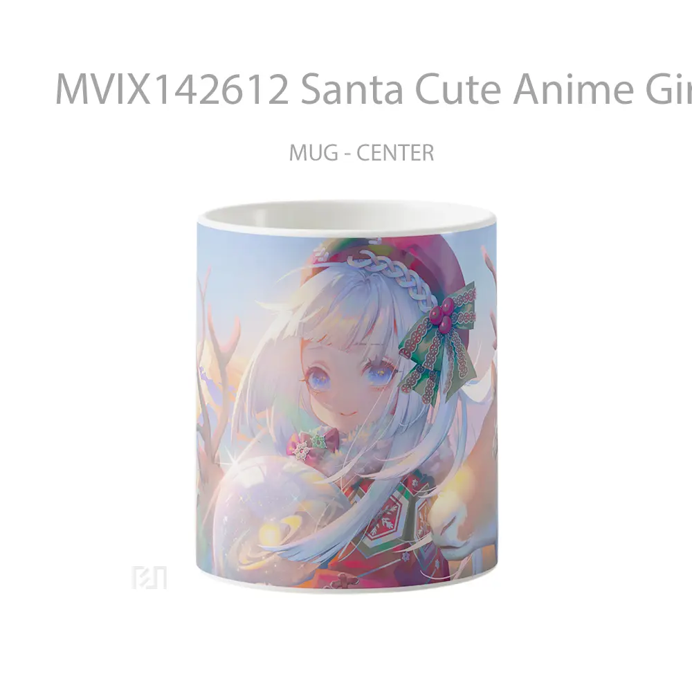 Mug Santa Cute Anime Girl Reindeer Christmas Art Cangkir Anime