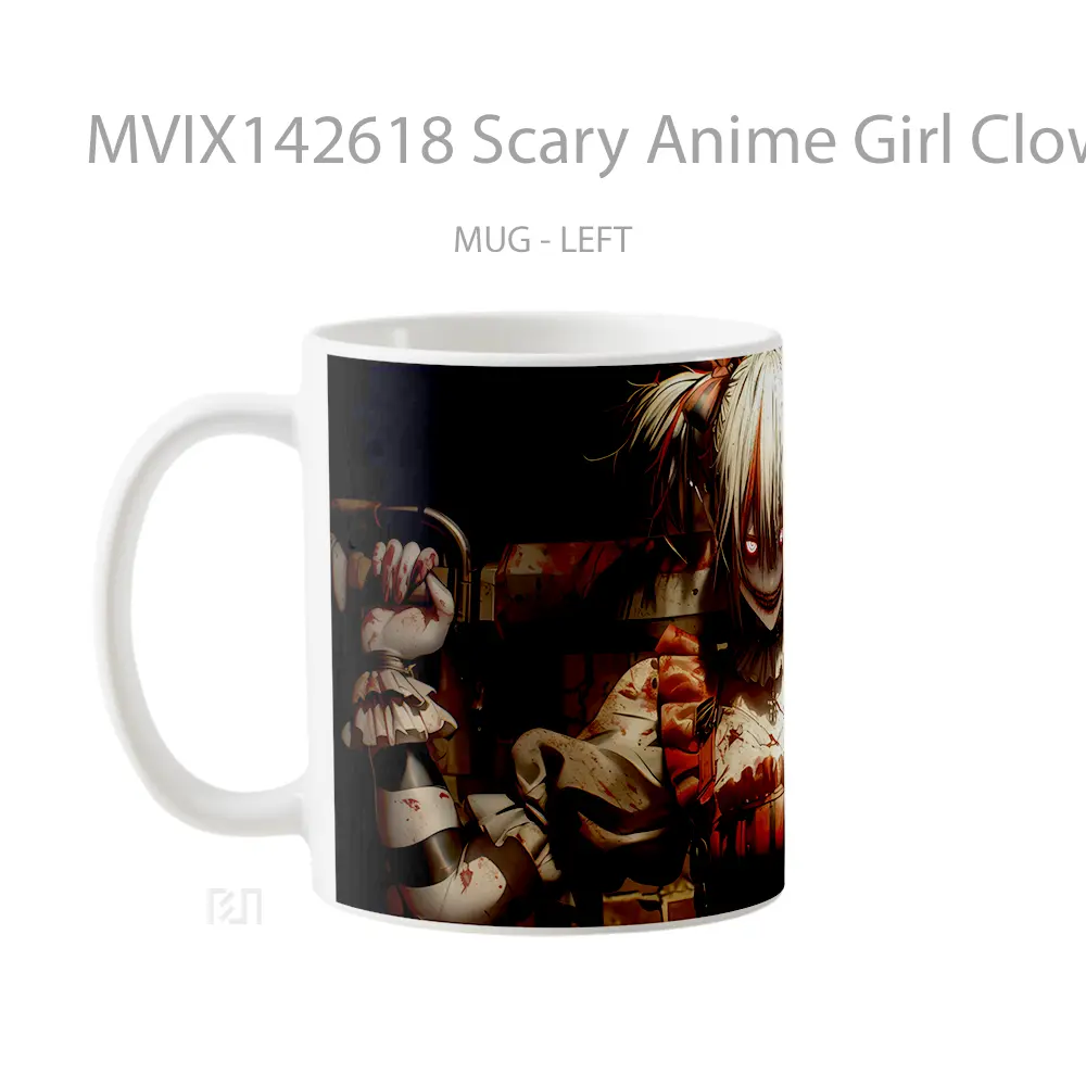 Mug Scary Anime Girl Clown Smil Cangkir Anime - All-side / Desain