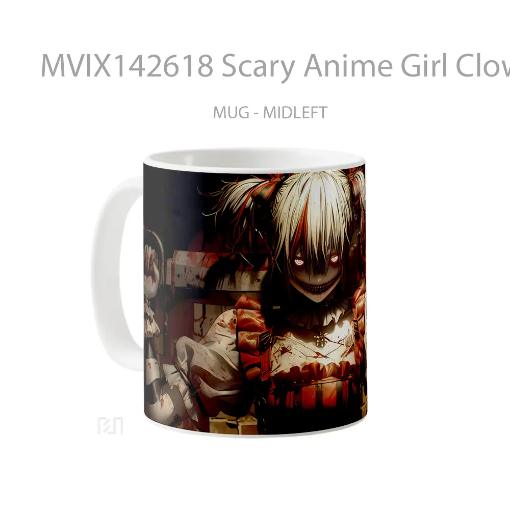 Mug Scary Anime Girl Clown Smil Cangkir Anime - All-side / Desain