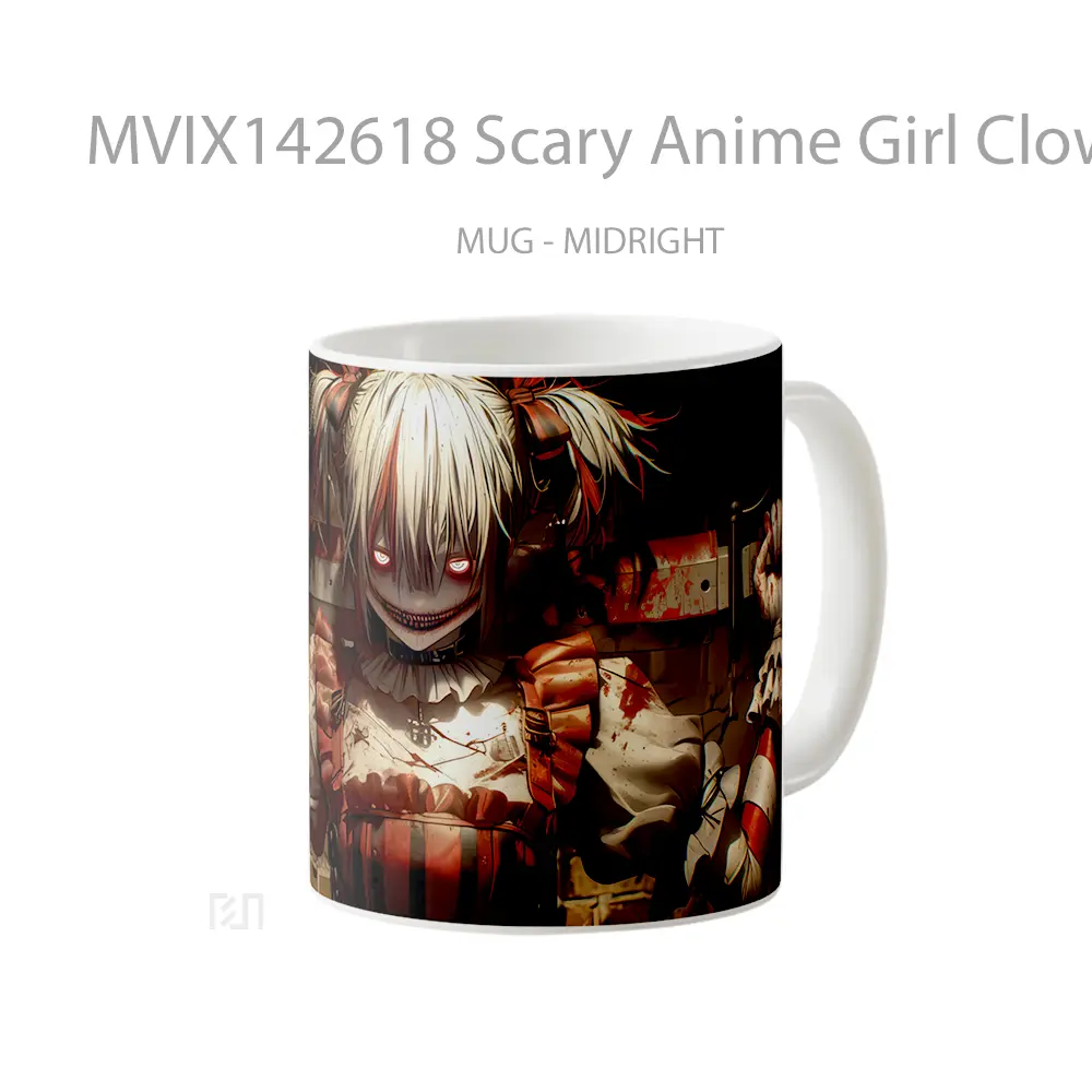 Mug Scary Anime Girl Clown Smil Cangkir Anime - All-side / Desain