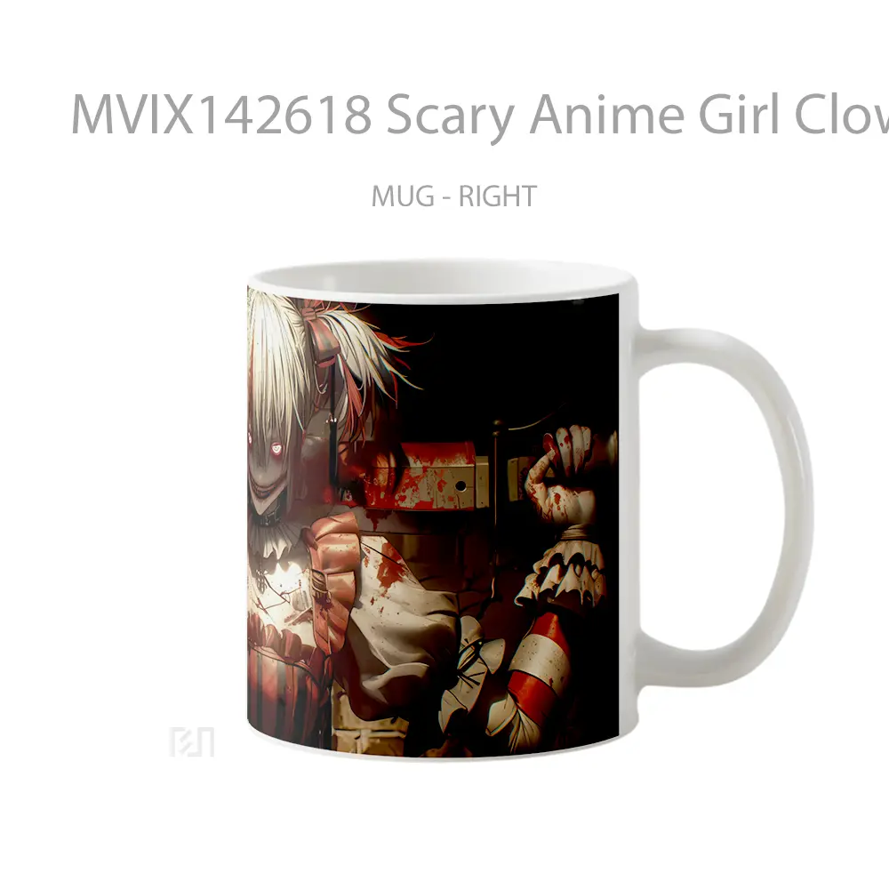 Mug Scary Anime Girl Clown Smil Cangkir Anime - All-side / Desain