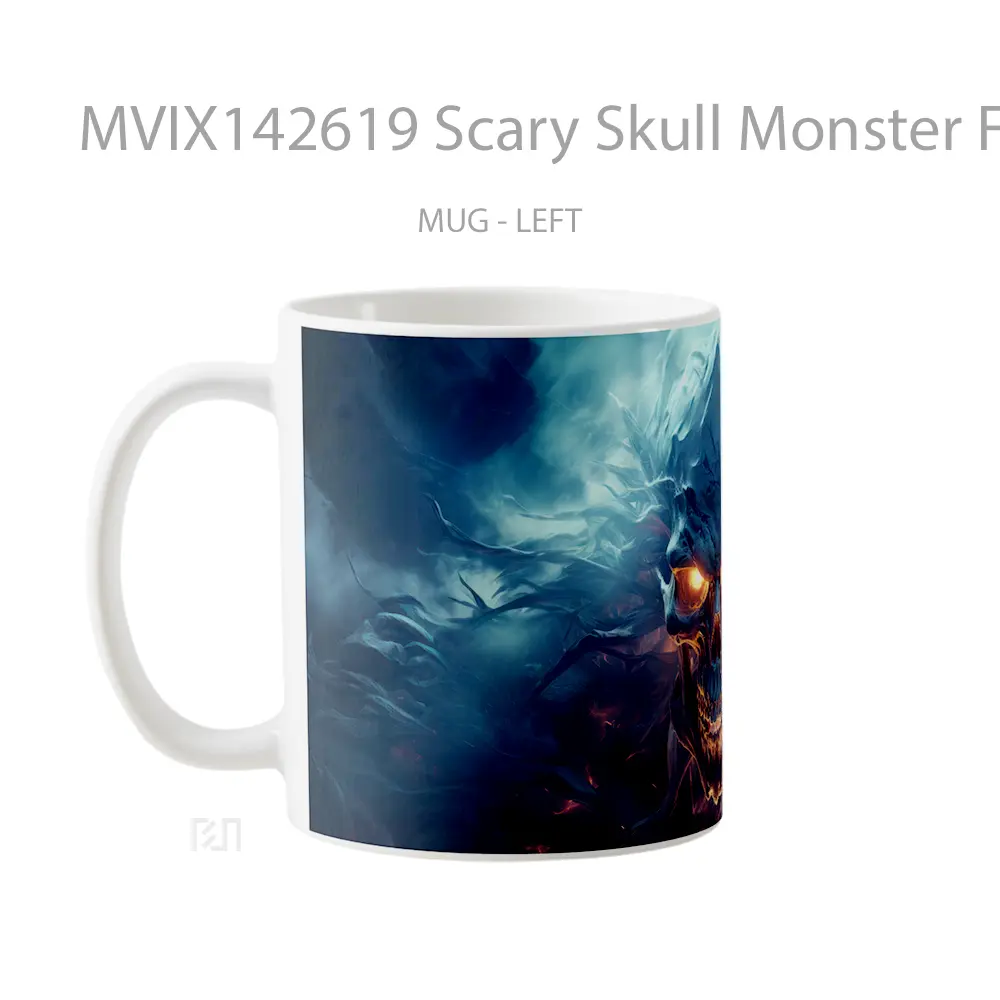 Mug Scary Skull Monster Fantasy Gelas Keramik Unik - All-side / Desain
