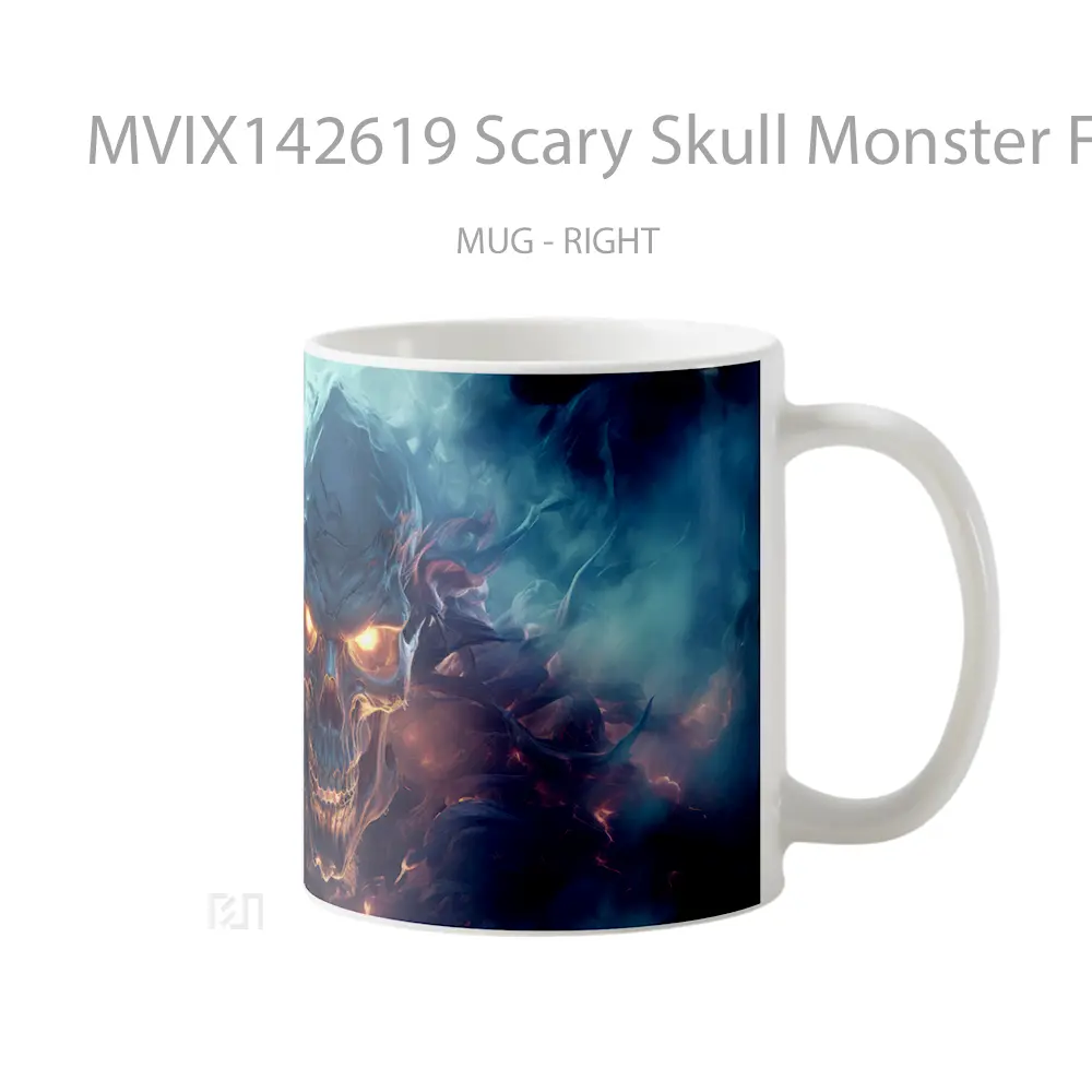 Mug Scary Skull Monster Fantasy Gelas Keramik Unik - All-side / Desain