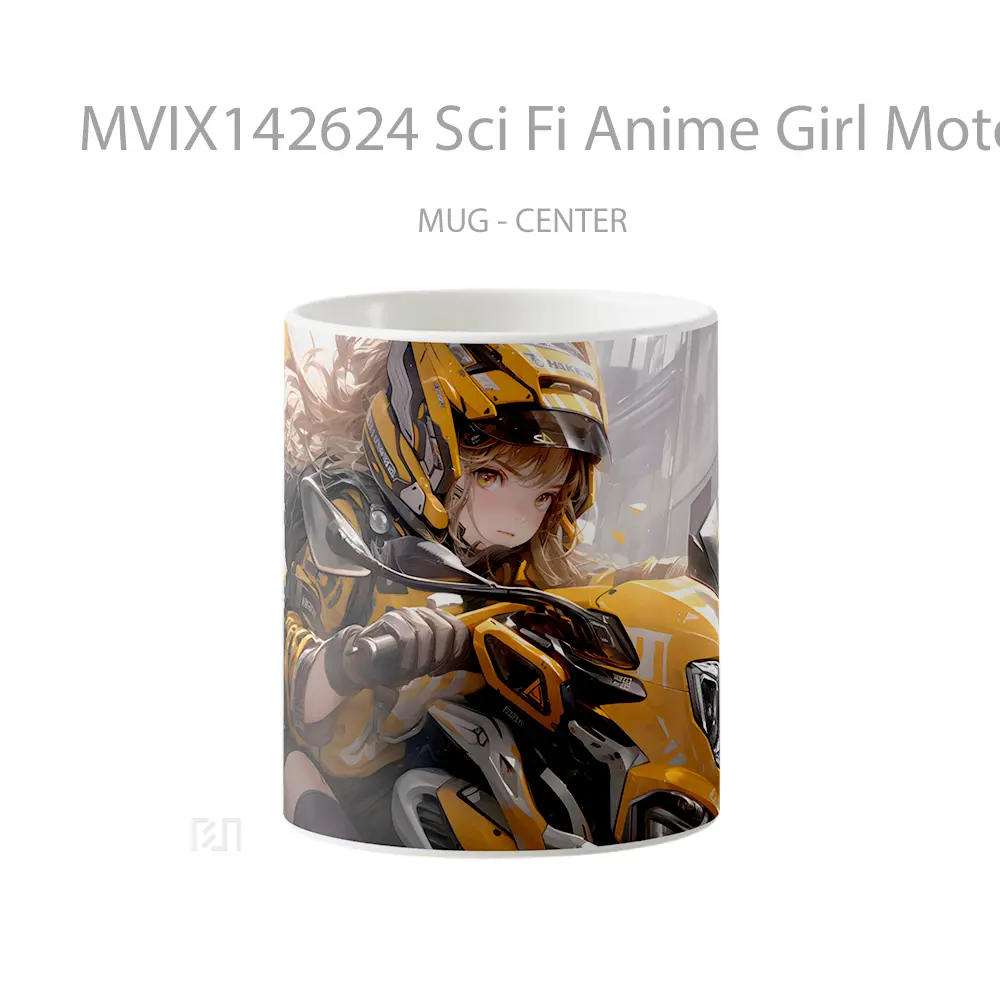 Mug Sci Fi Anime Girl Motorcycle Cangkir Anime