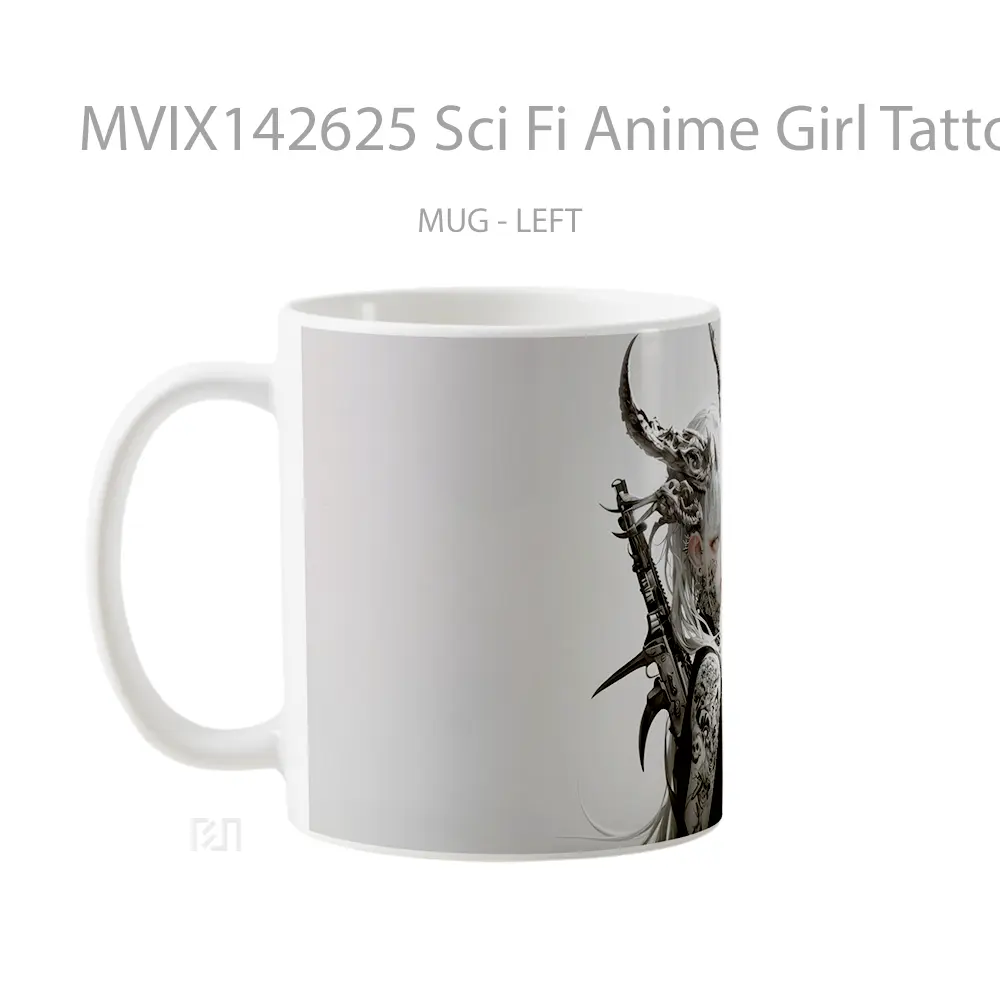 Mug Sci Fi Anime Girl Tattoo Cangkir Anime - All-side / Desain