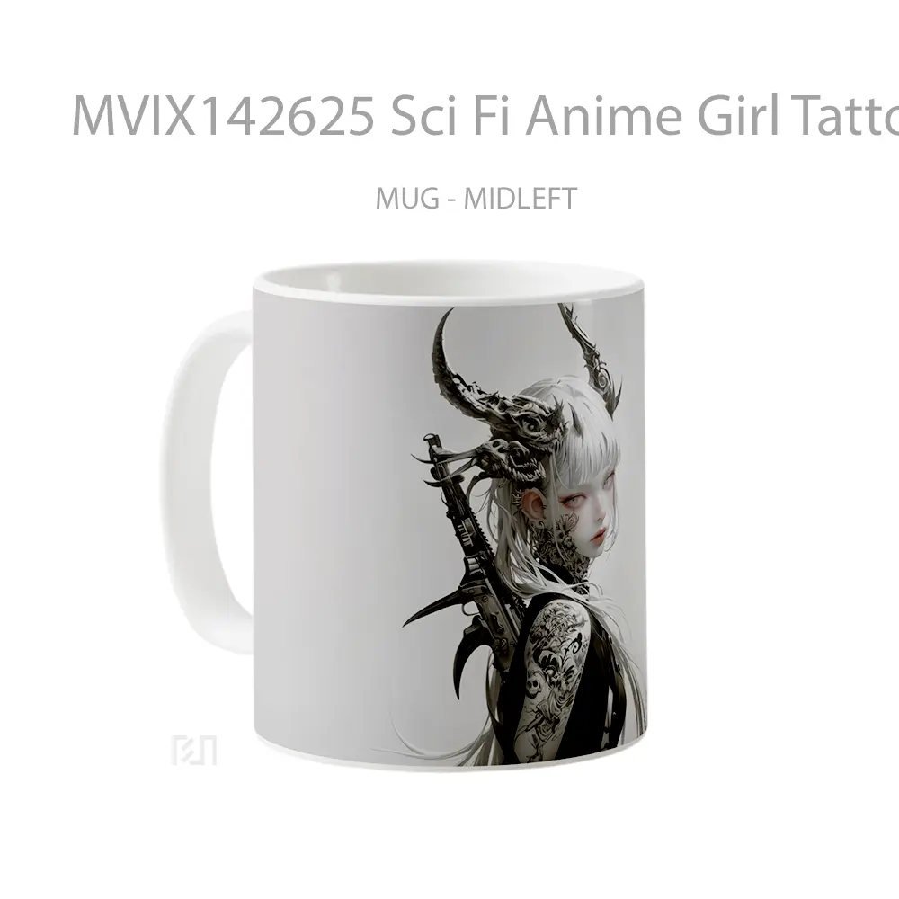 Mug Sci Fi Anime Girl Tattoo Cangkir Anime - All-side / Desain