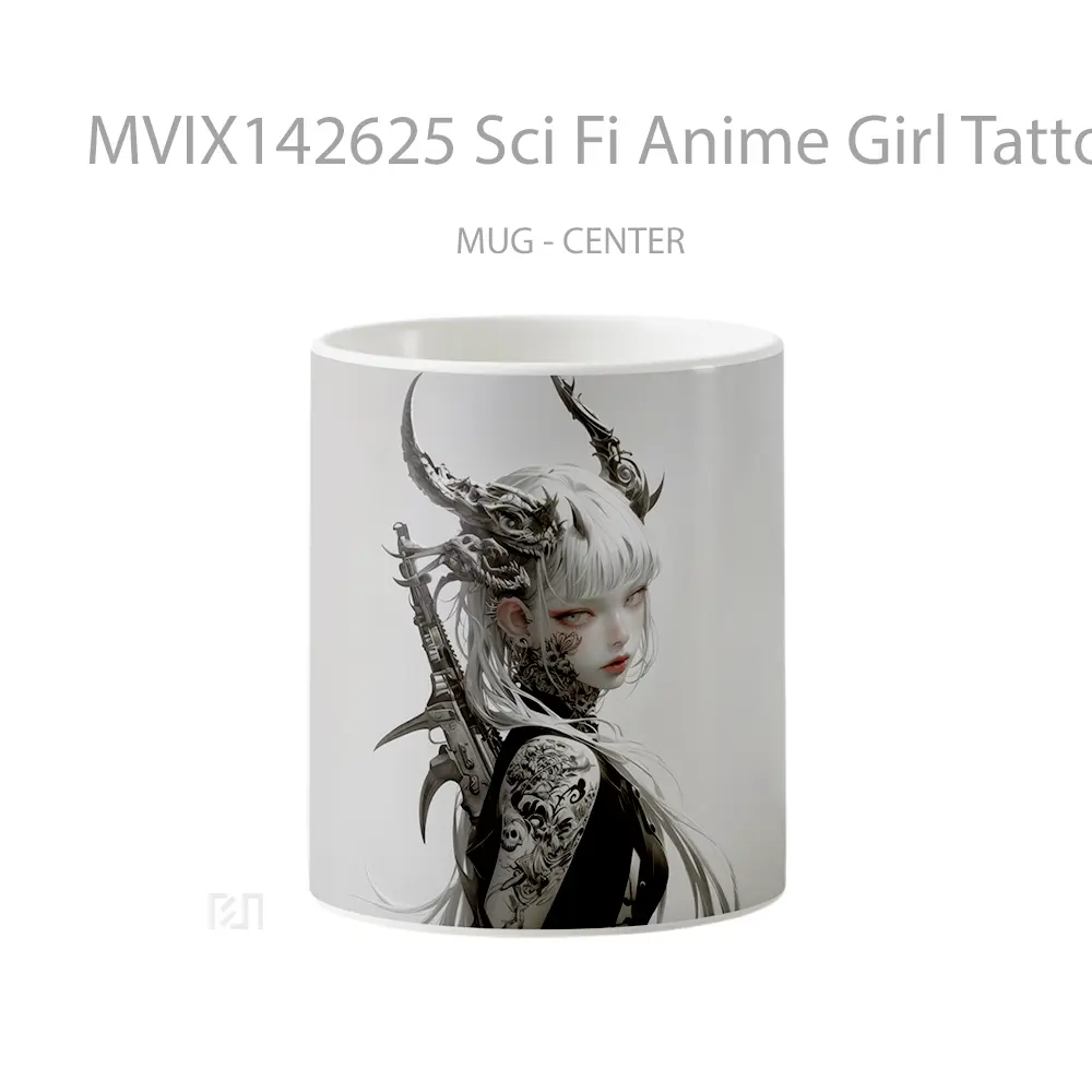 Mug Sci Fi Anime Girl Tattoo Cangkir Anime