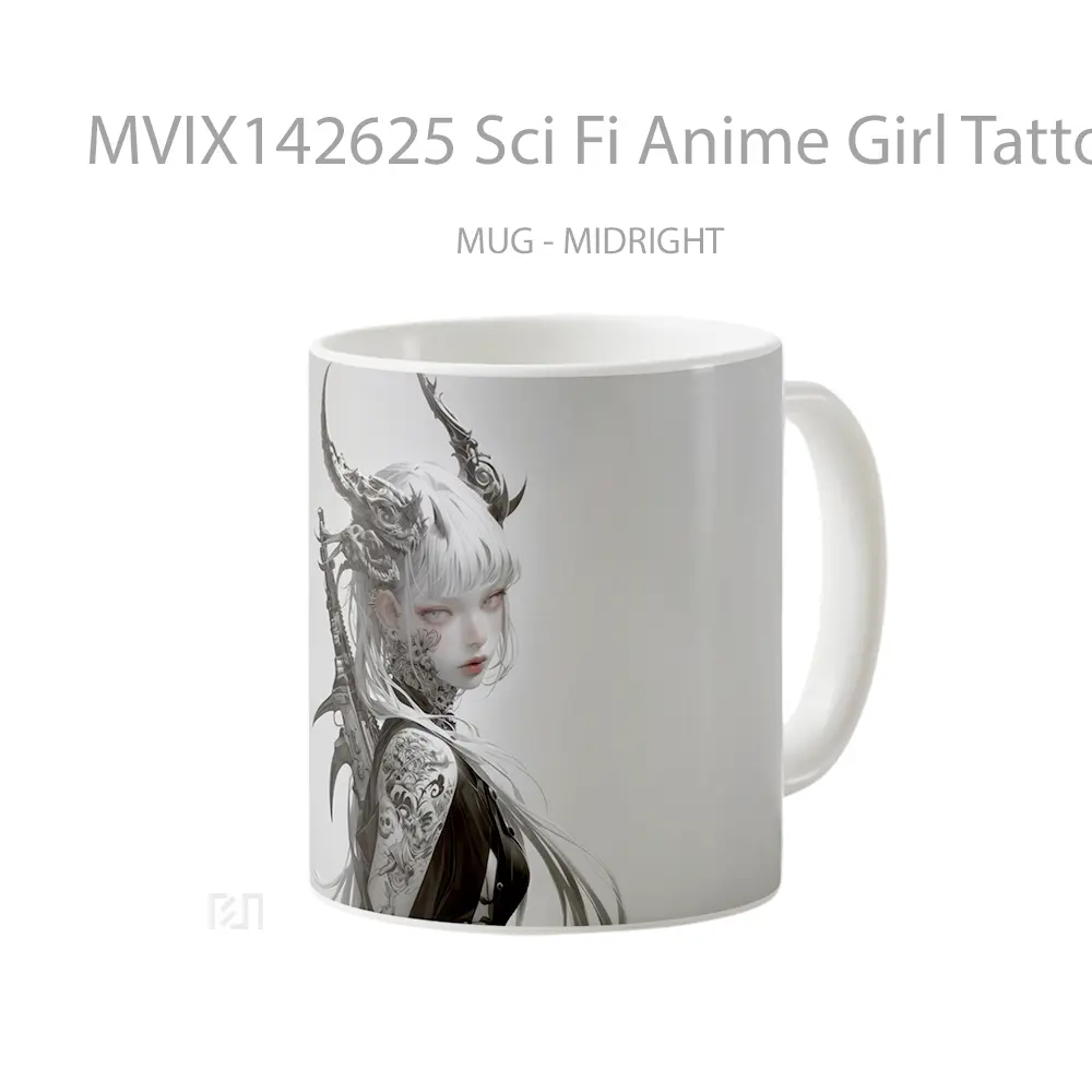 Mug Sci Fi Anime Girl Tattoo Cangkir Anime - All-side / Desain