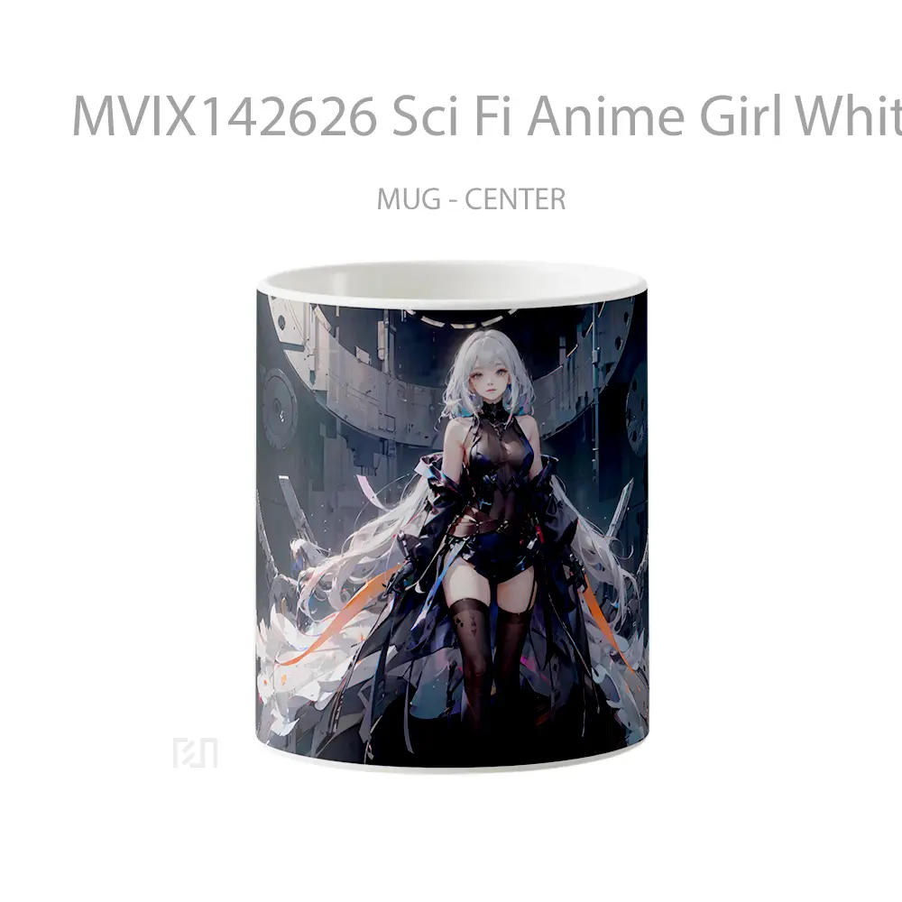 Mug Sci Fi Anime Girl White Hair Cangkir Anime