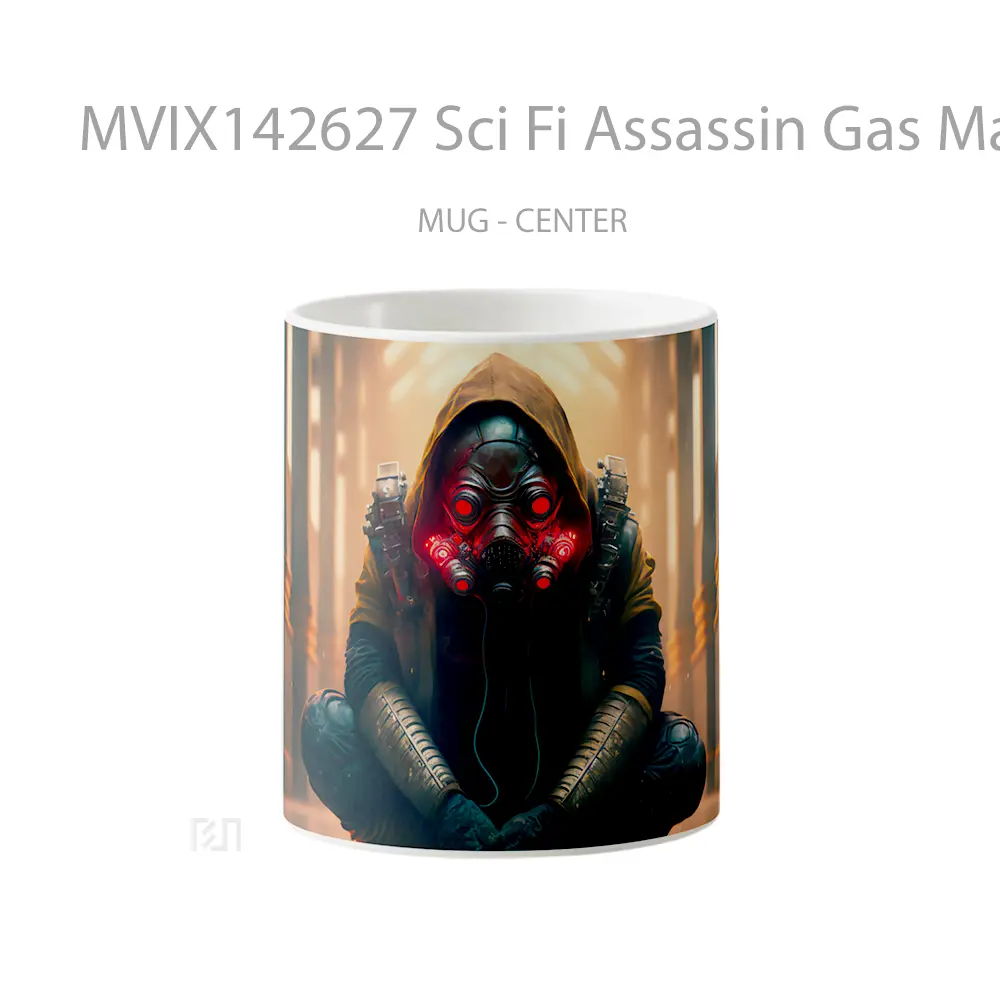 Mug Sci Fi Assassin Gas Mask Ai Ar Gelas Keramik Unik