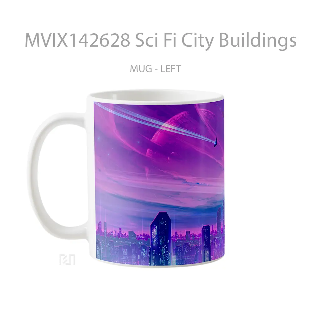 Mug Sci Fi City Buildings Gelas Keramik Unik - All-side / Desain