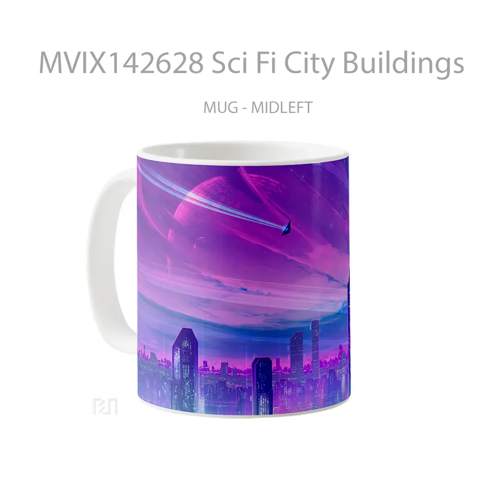 Mug Sci Fi City Buildings Gelas Keramik Unik - All-side / Desain