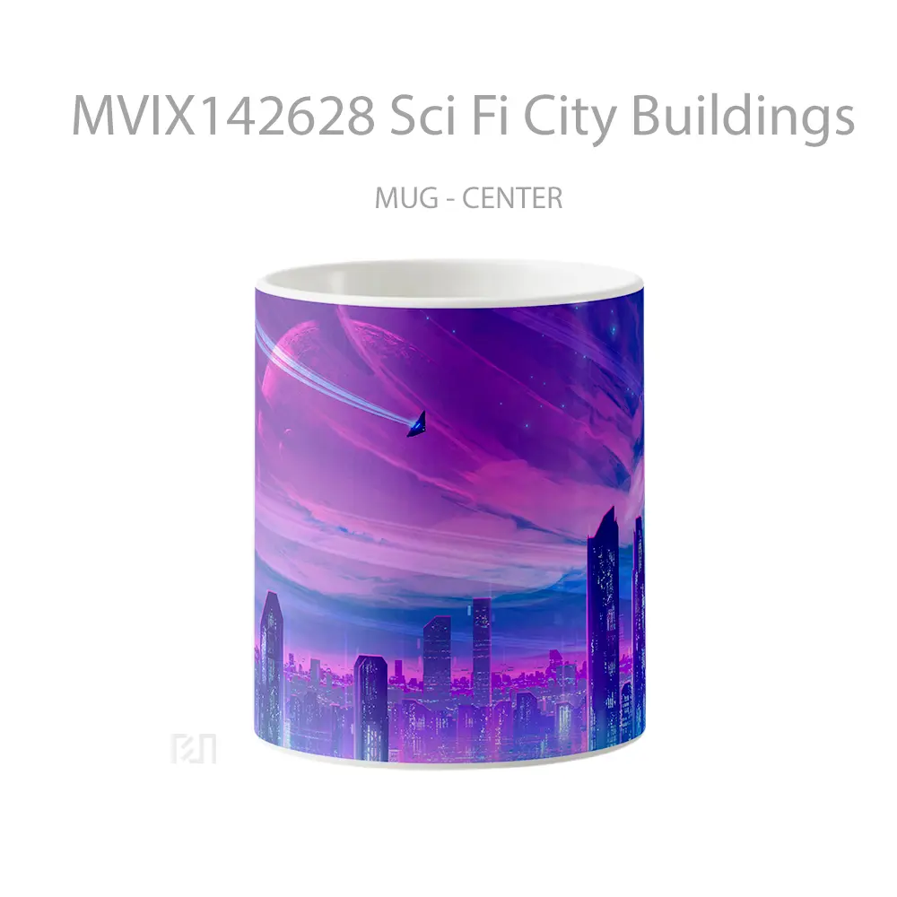 Mug Sci Fi City Buildings Gelas Keramik Unik