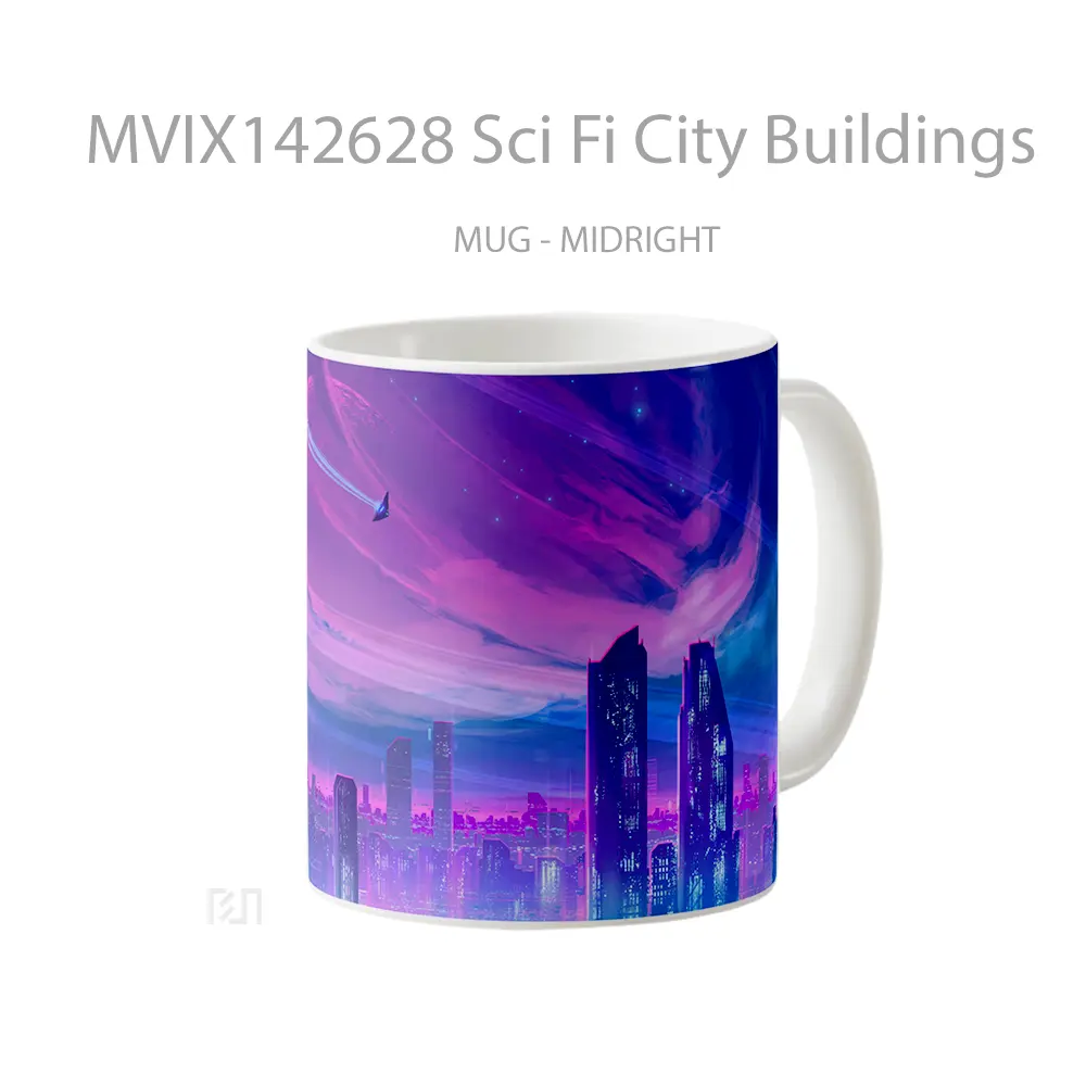 Mug Sci Fi City Buildings Gelas Keramik Unik - All-side / Desain