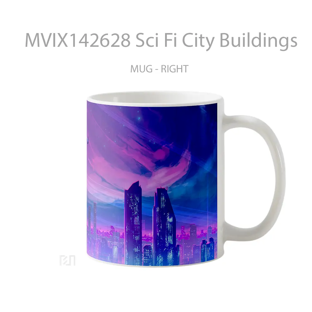 Mug Sci Fi City Buildings Gelas Keramik Unik - All-side / Desain
