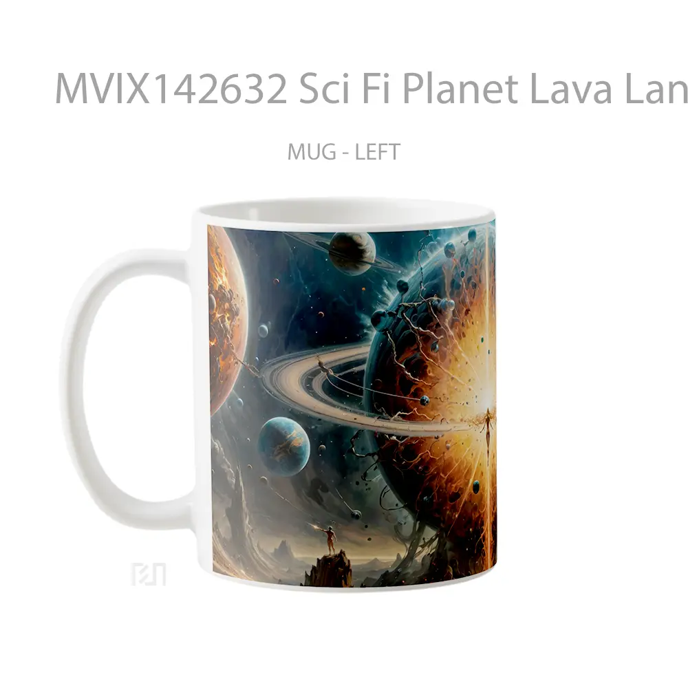 Mug Sci Fi Planet Lava Landscape Scenery Digital Art Gelas Keramik Unik - All-side / Desain