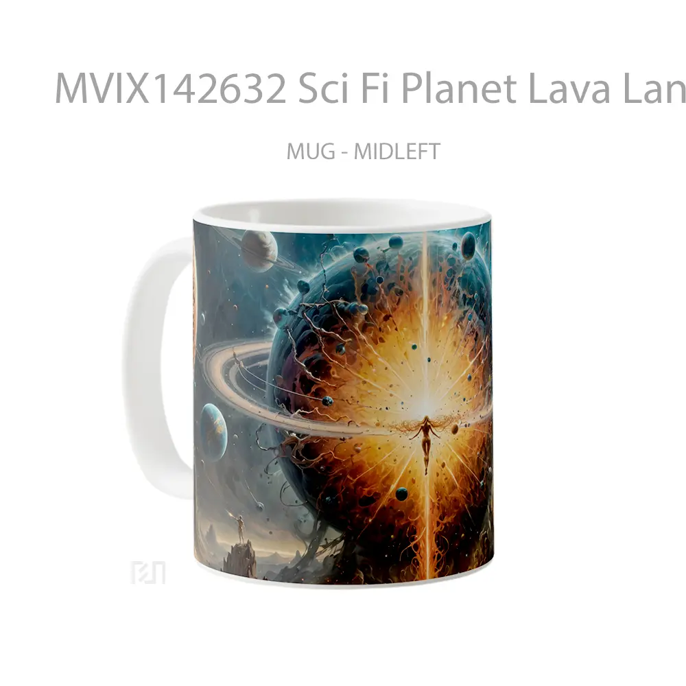 Mug Sci Fi Planet Lava Landscape Scenery Digital Art Gelas Keramik Unik - All-side / Desain