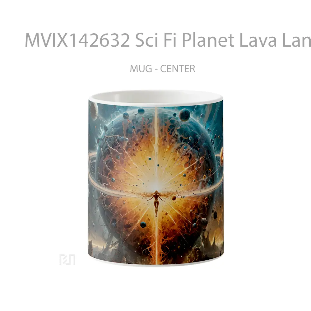 Mug Sci Fi Planet Lava Landscape Scenery Digital Art Gelas Keramik Unik