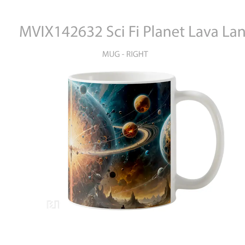 Mug Sci Fi Planet Lava Landscape Scenery Digital Art Gelas Keramik Unik - All-side / Desain