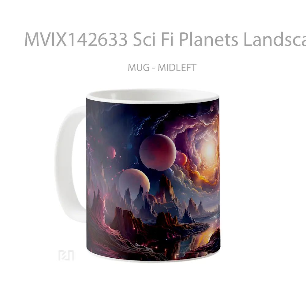 Mug Sci Fi Planets Landscape Scenery Clouds Sky Gelas Pemandangan Alam - All-side / Desain