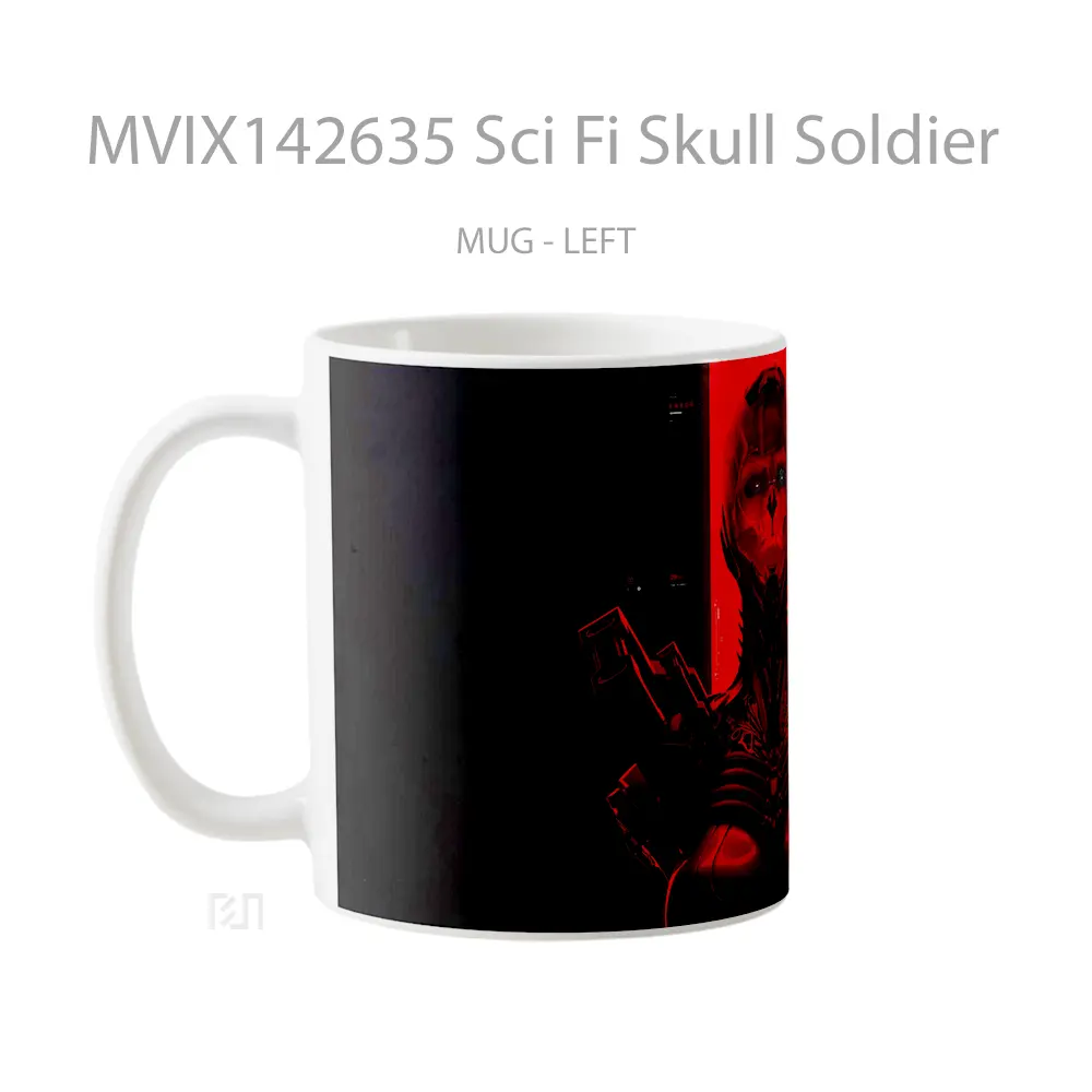 Mug Sci Fi Skull Soldier Gelas Keramik Unik - All-side / Desain