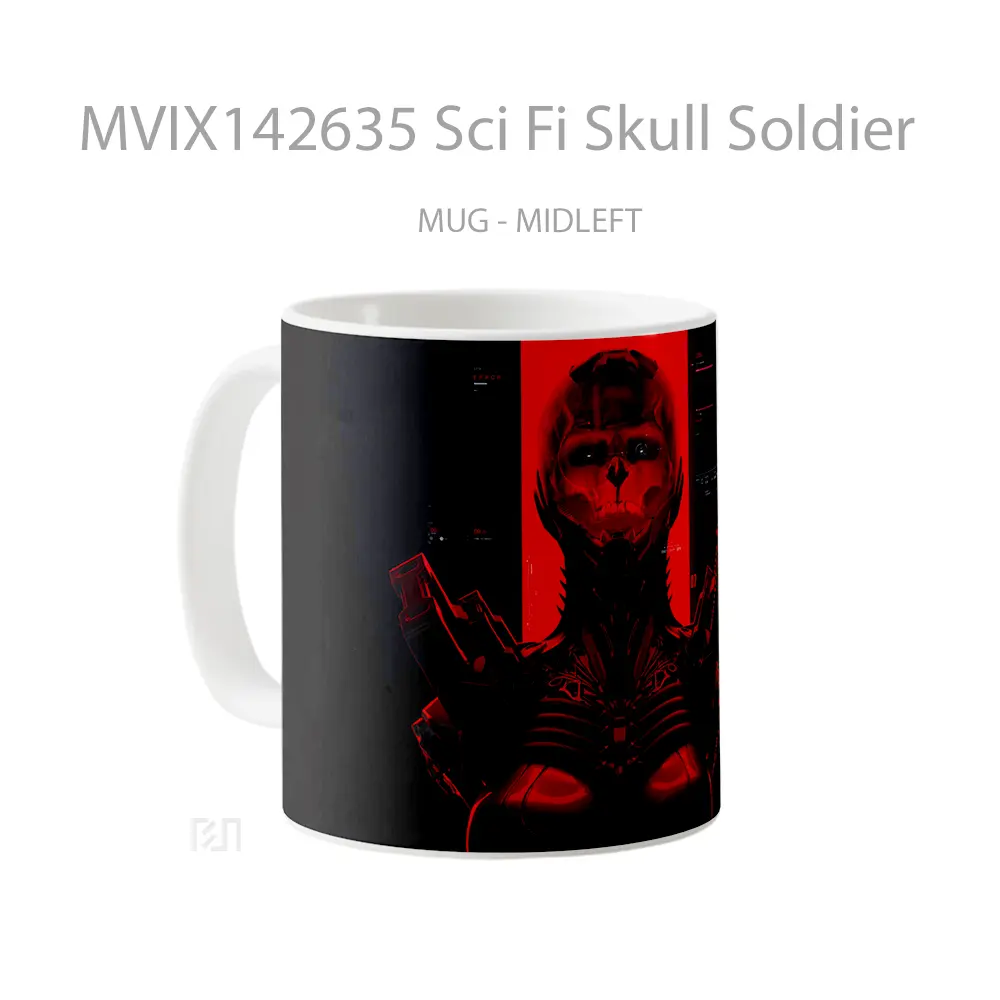 Mug Sci Fi Skull Soldier Gelas Keramik Unik - All-side / Desain