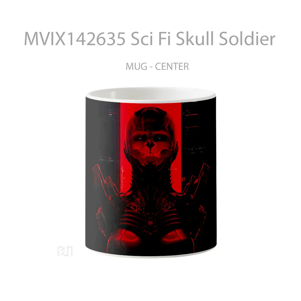 Mug Sci Fi Skull Soldier Gelas Keramik Unik