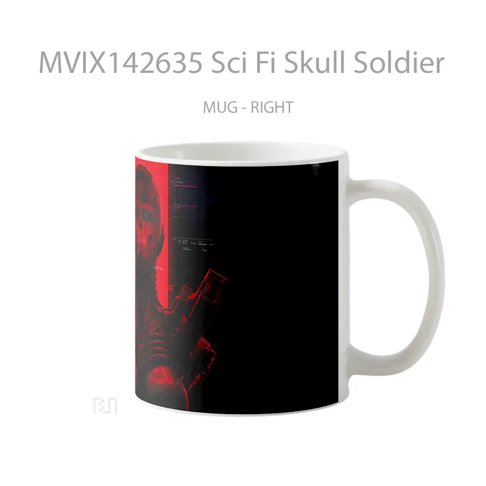 Mug Sci Fi Skull Soldier Gelas Keramik Unik - All-side / Desain