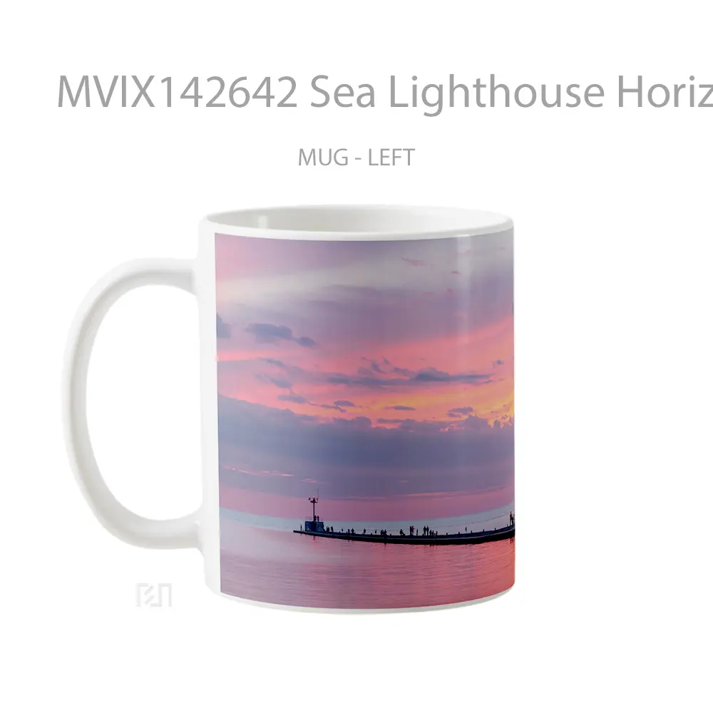 Mug Sea Lighthouse Horizon Dawn Scenery Gelas Pemandangan Alam - All-side / Desain