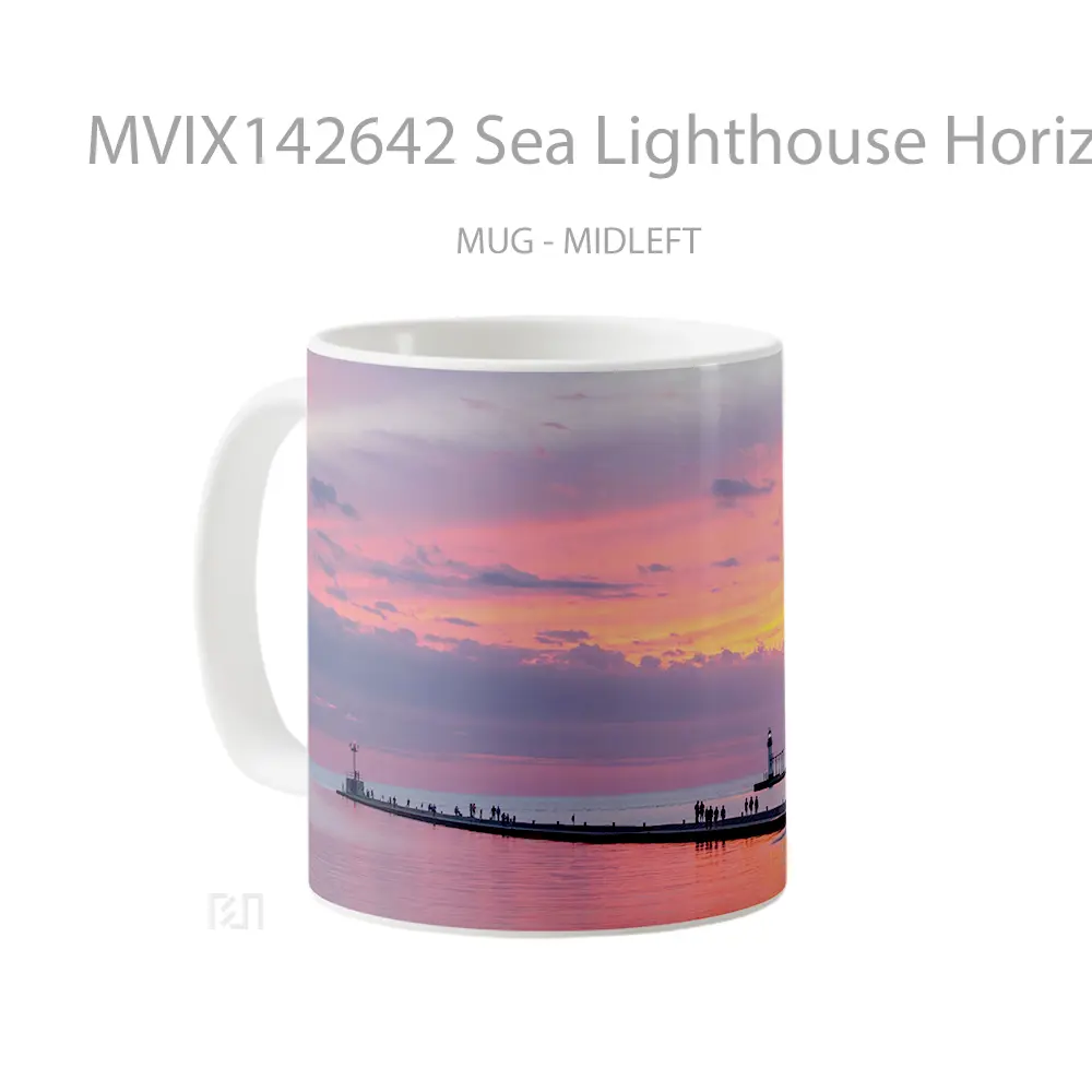Mug Sea Lighthouse Horizon Dawn Scenery Gelas Pemandangan Alam - All-side / Desain