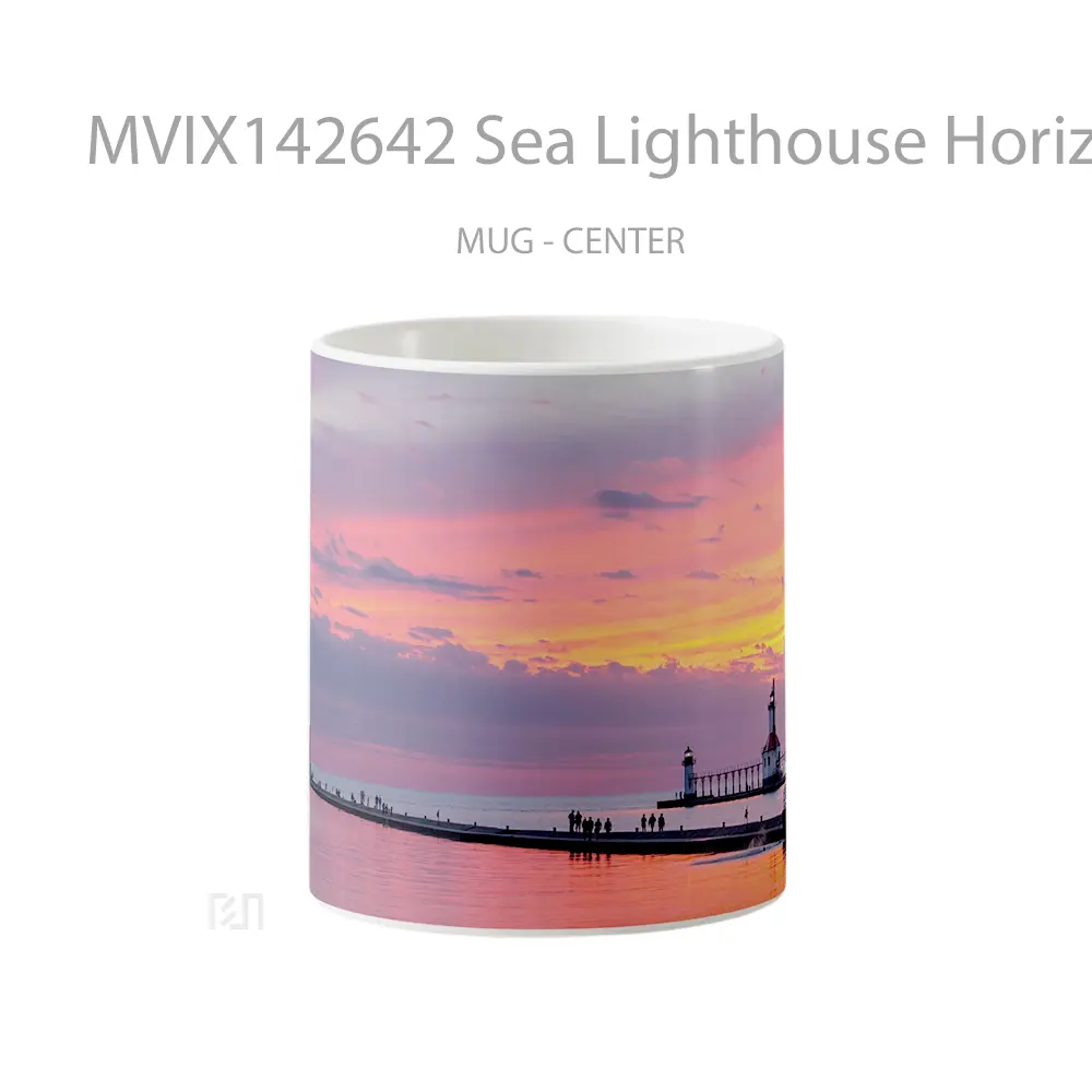 Mug Sea Lighthouse Horizon Dawn Scenery Gelas Pemandangan Alam
