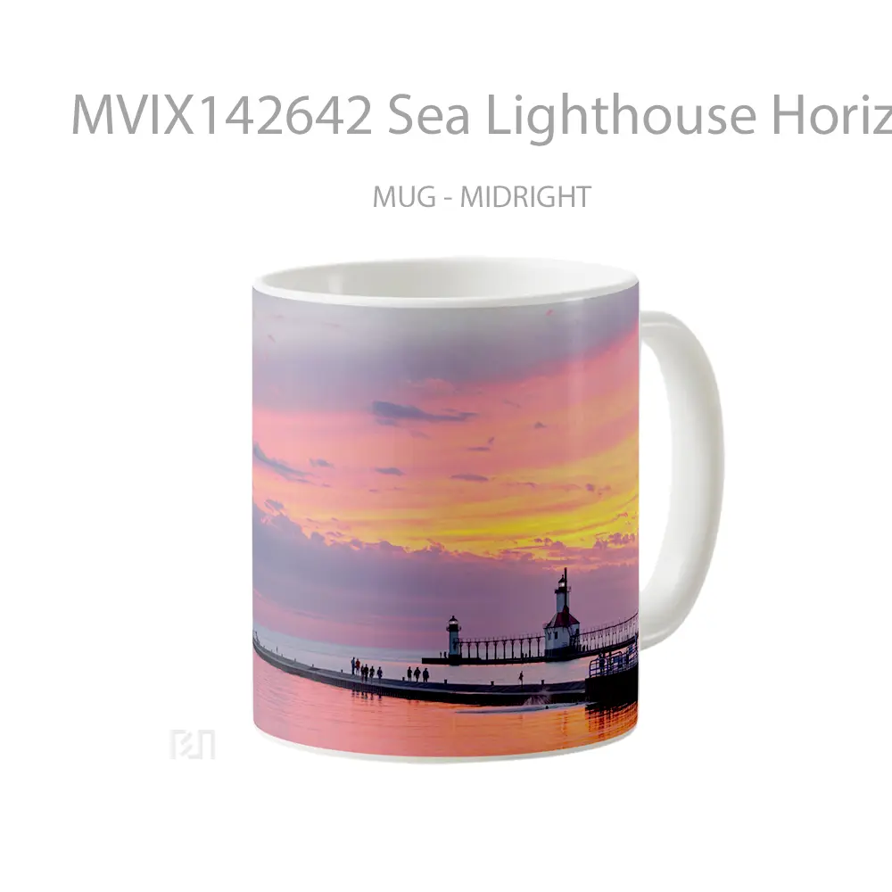 Mug Sea Lighthouse Horizon Dawn Scenery Gelas Pemandangan Alam - All-side / Desain
