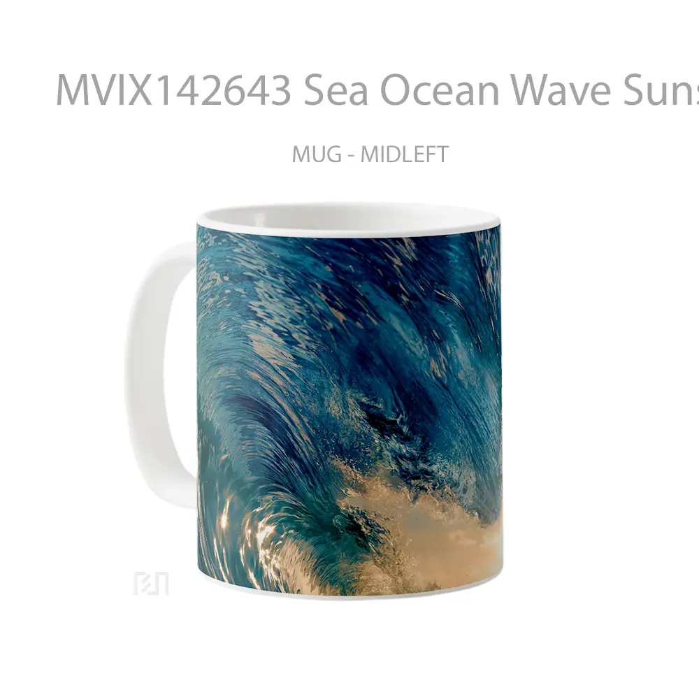 Mug Sea Ocean Wave Sunset Sky Scenery Gelas Pemandangan Alam - All-side / Desain