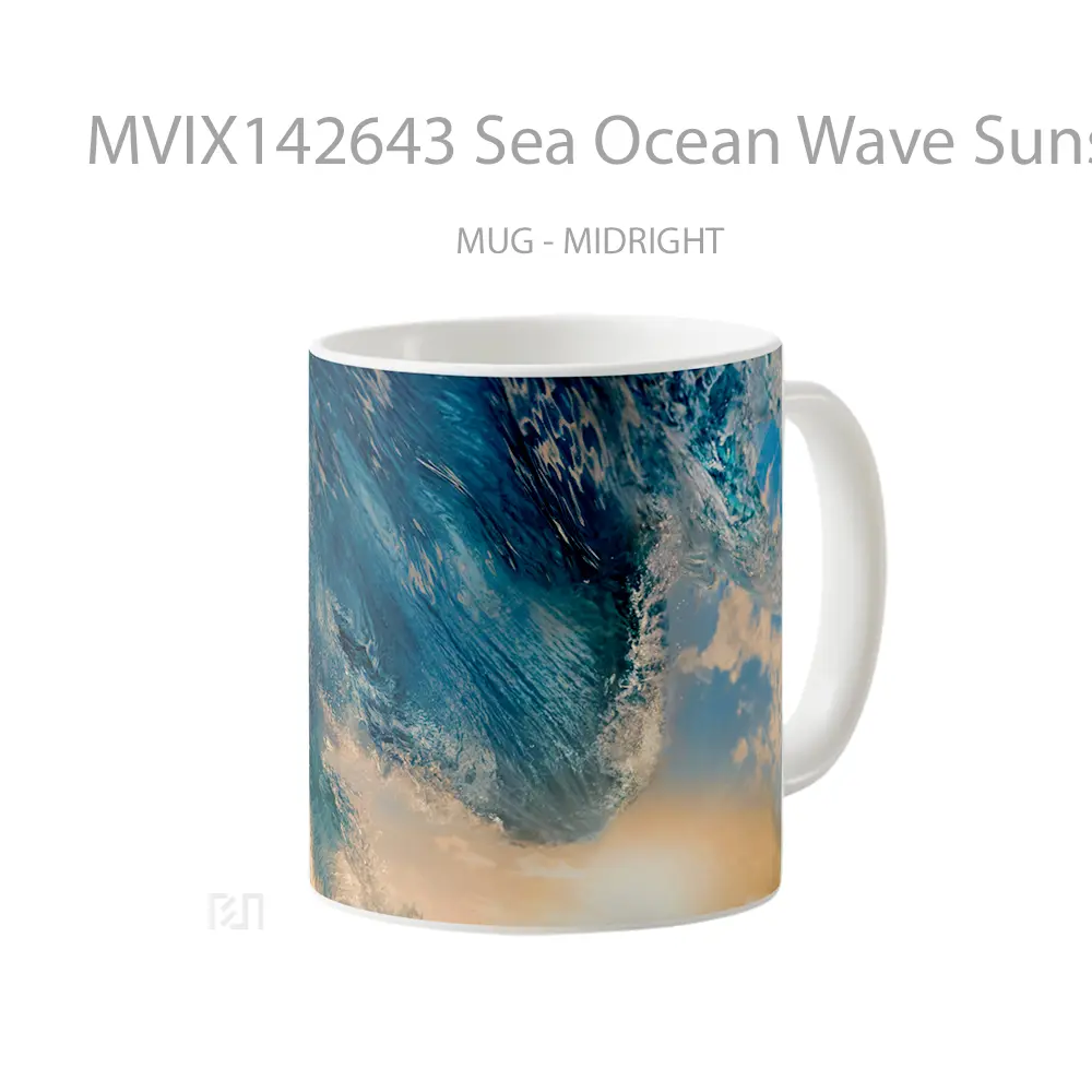 Mug Sea Ocean Wave Sunset Sky Scenery Gelas Pemandangan Alam - All-side / Desain