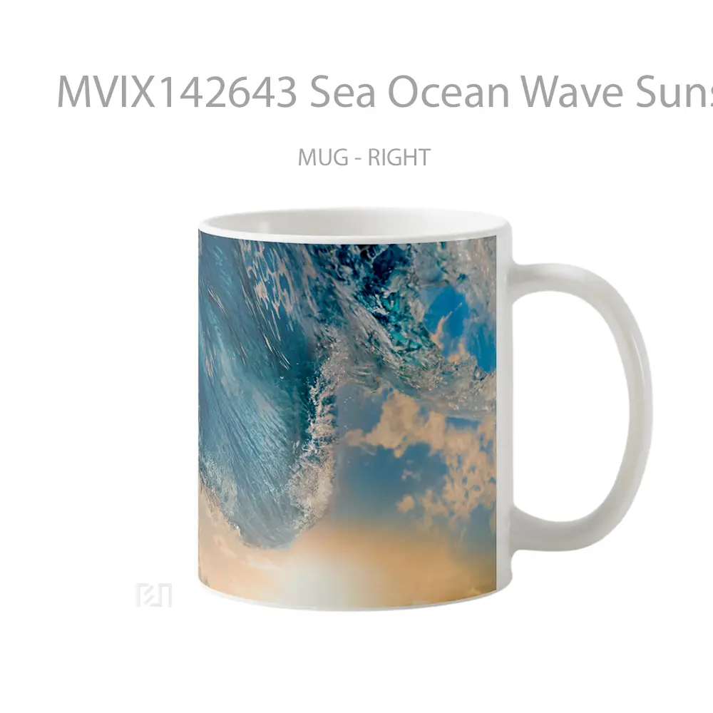 Mug Sea Ocean Wave Sunset Sky Scenery Gelas Pemandangan Alam - All-side / Desain