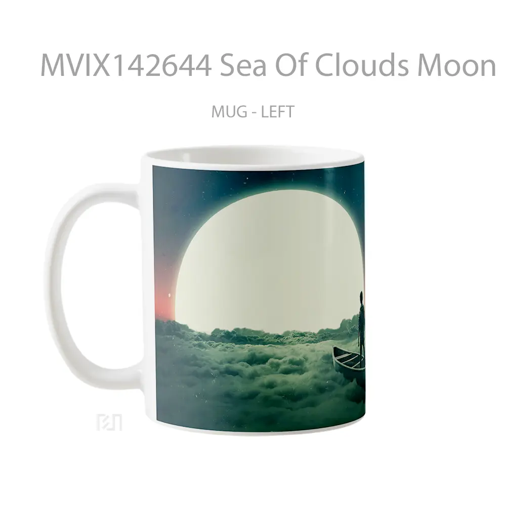 Mug Sea Of Clouds Moon Night Digital Art Gelas Pemandangan Alam - All-side / Desain