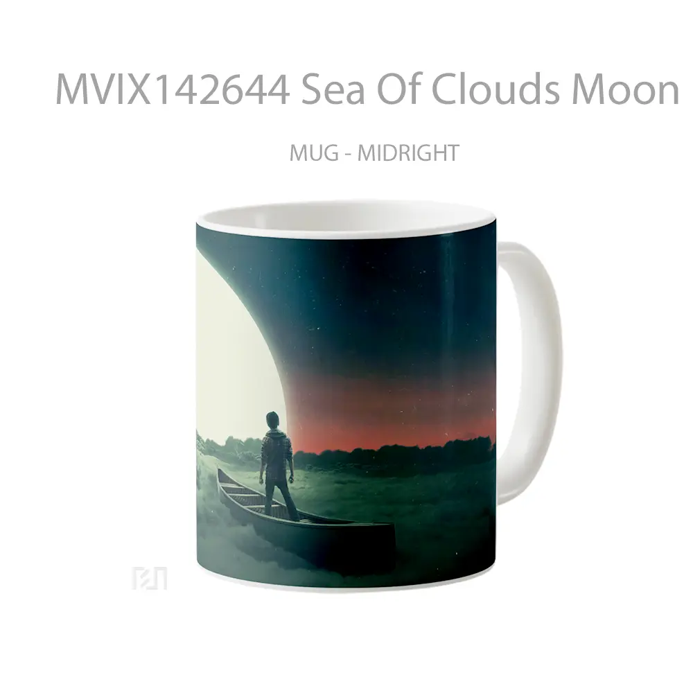 Mug Sea Of Clouds Moon Night Digital Art Gelas Pemandangan Alam - All-side / Desain