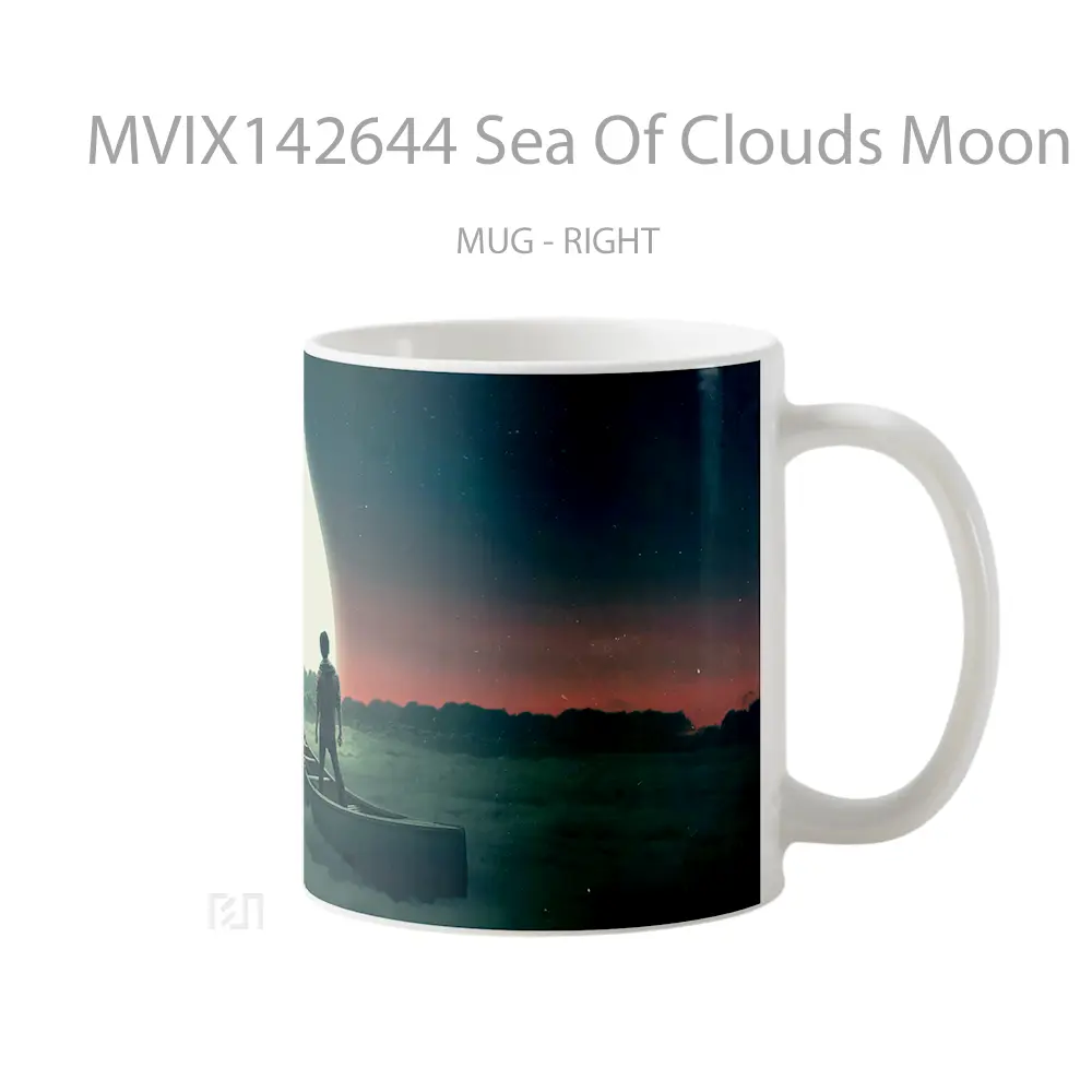 Mug Sea Of Clouds Moon Night Digital Art Gelas Pemandangan Alam - All-side / Desain