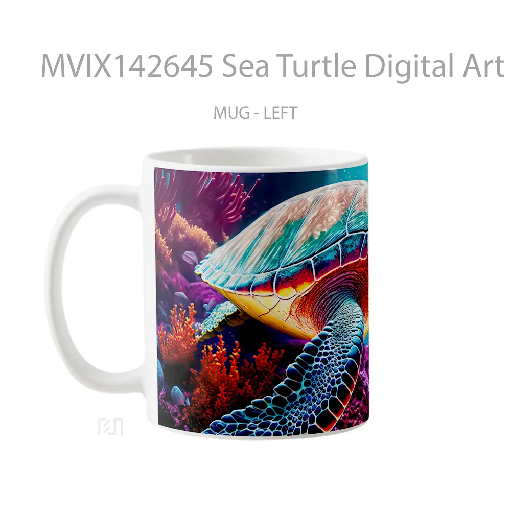 Mug Sea Turtle Digital Art Animal Gelas Hewan Lucu - All-side / Desain