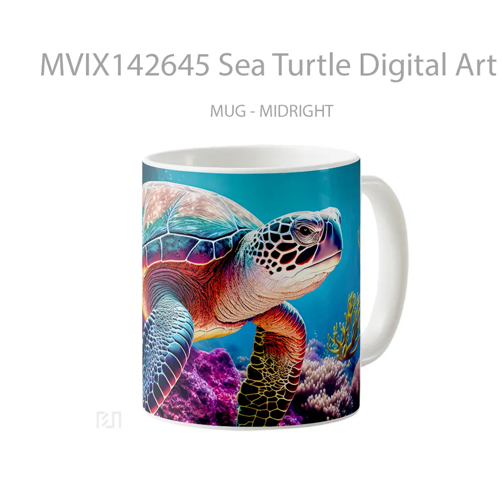 Mug Sea Turtle Digital Art Animal Gelas Hewan Lucu - All-side / Desain