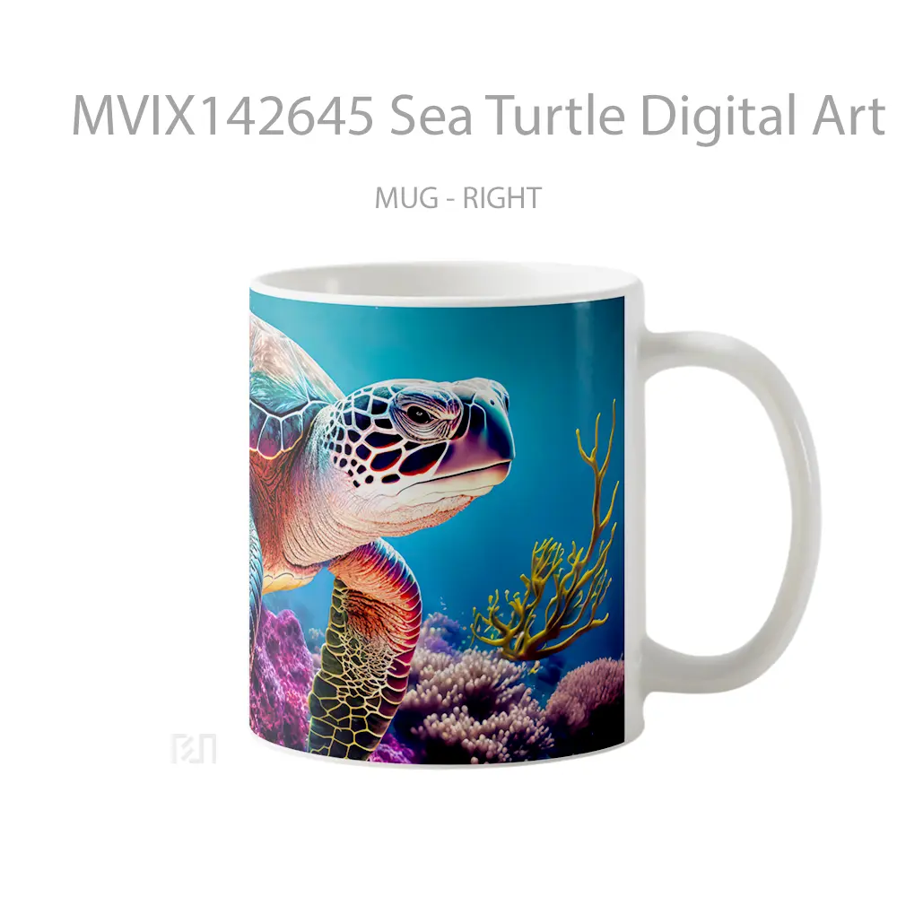 Mug Sea Turtle Digital Art Animal Gelas Hewan Lucu - All-side / Desain