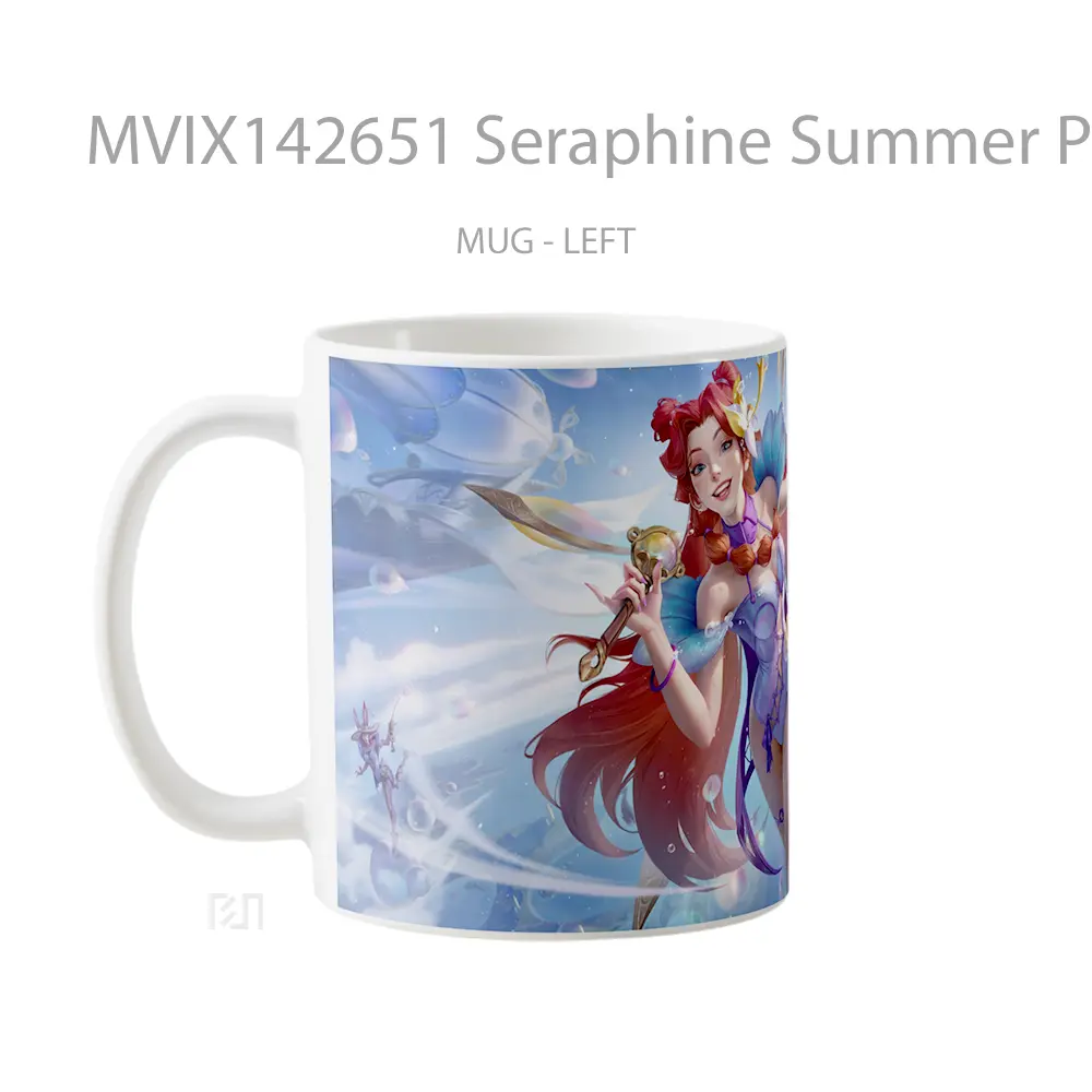 Mug Seraphine Summer Party Skin Lol Wild Rift Splash Art Cangkir Gamer - All-side / Desain