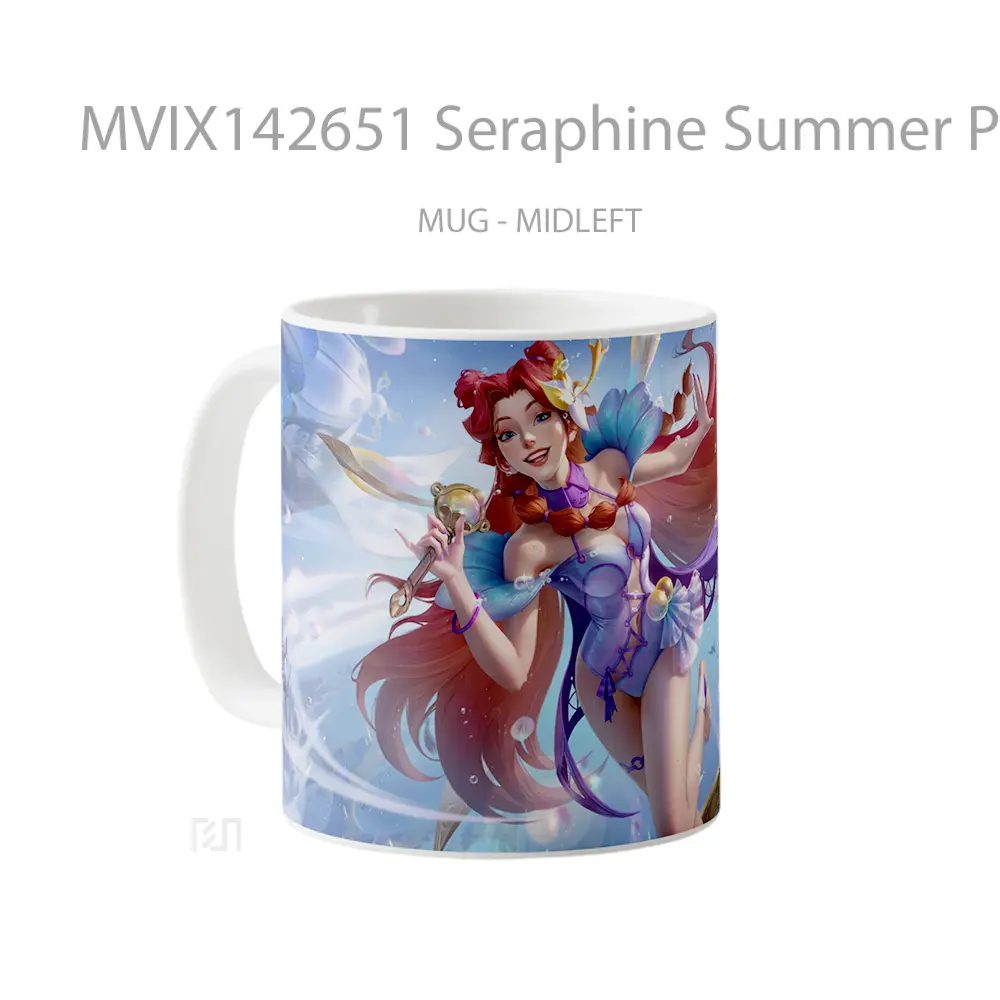 Mug Seraphine Summer Party Skin Lol Wild Rift Splash Art Cangkir Gamer - All-side / Desain