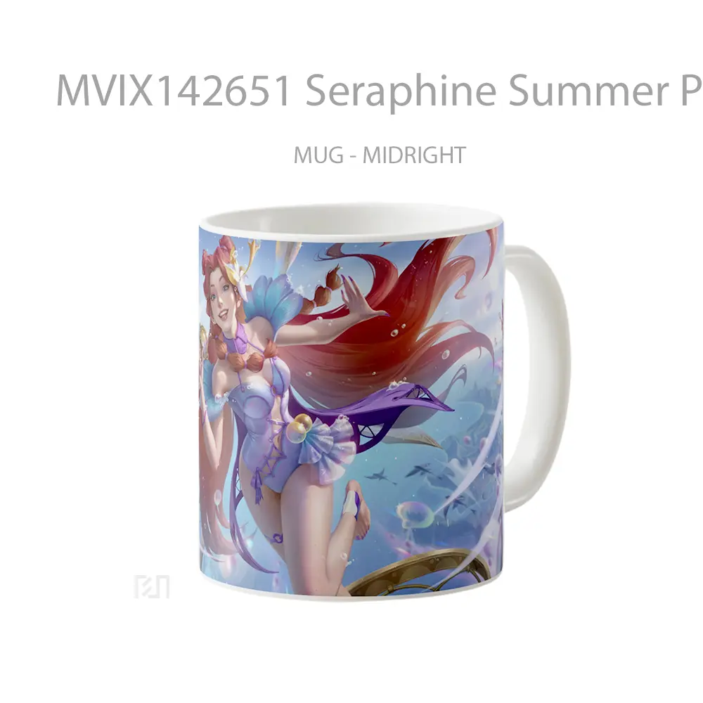 Mug Seraphine Summer Party Skin Lol Wild Rift Splash Art Cangkir Gamer - All-side / Desain