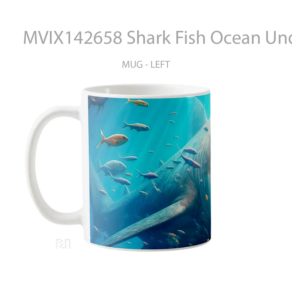 Mug Shark Fish Ocean Underwater Gelas Pemandangan Alam - All-side / Desain