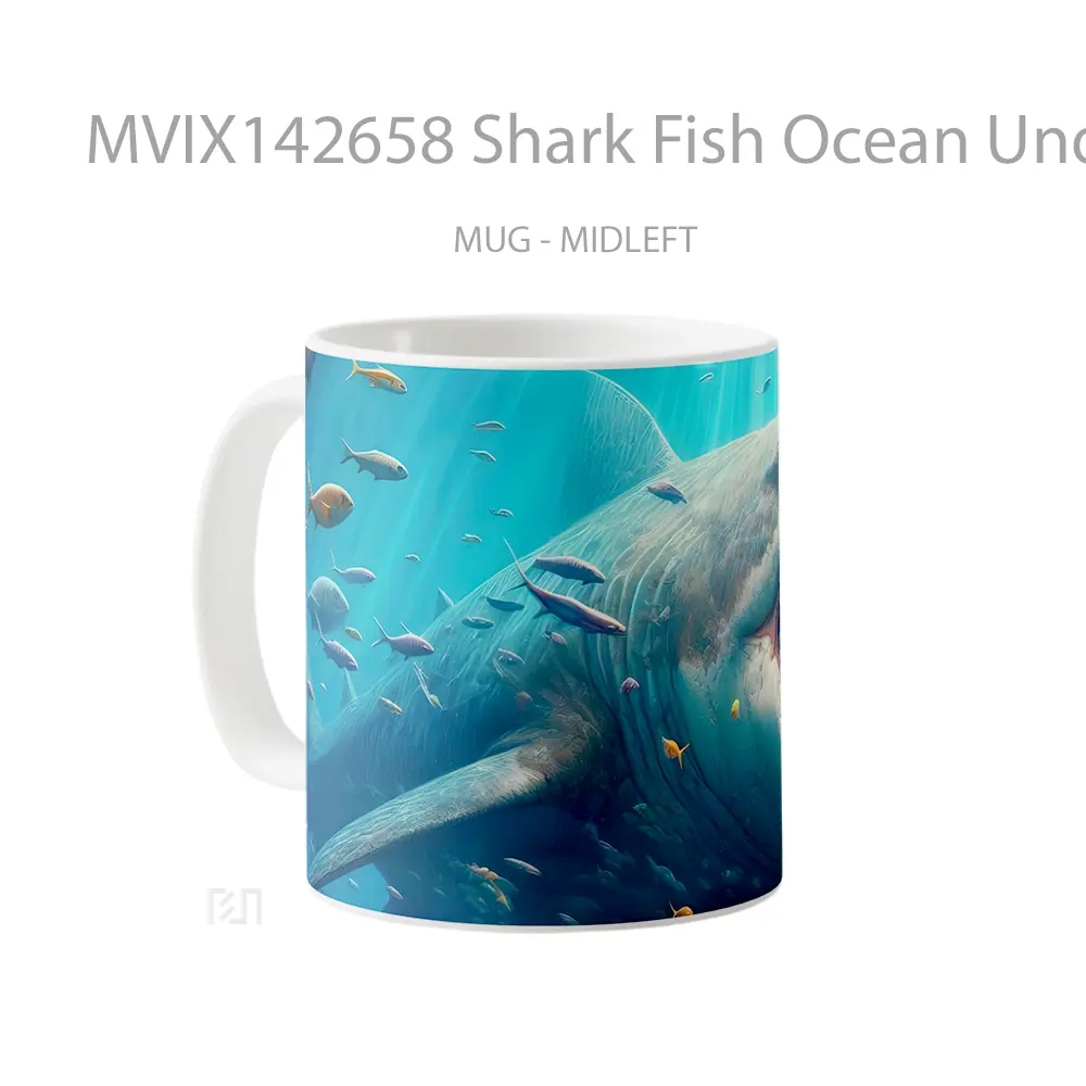 Mug Shark Fish Ocean Underwater Gelas Pemandangan Alam - All-side / Desain