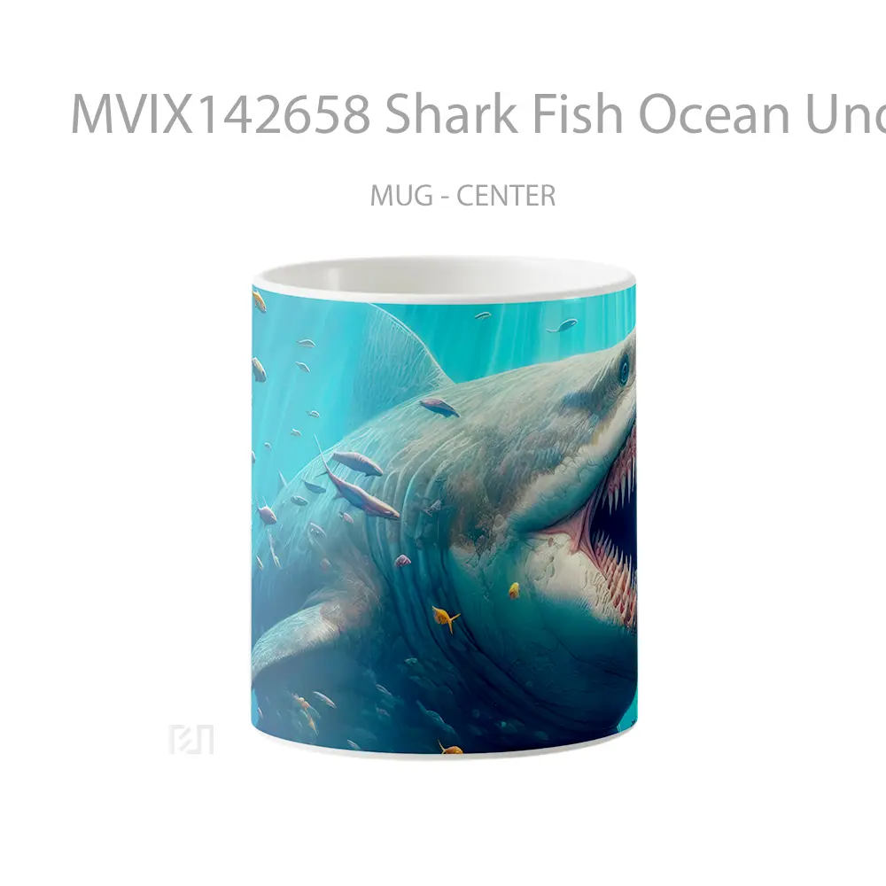 Mug Shark Fish Ocean Underwater Gelas Pemandangan Alam